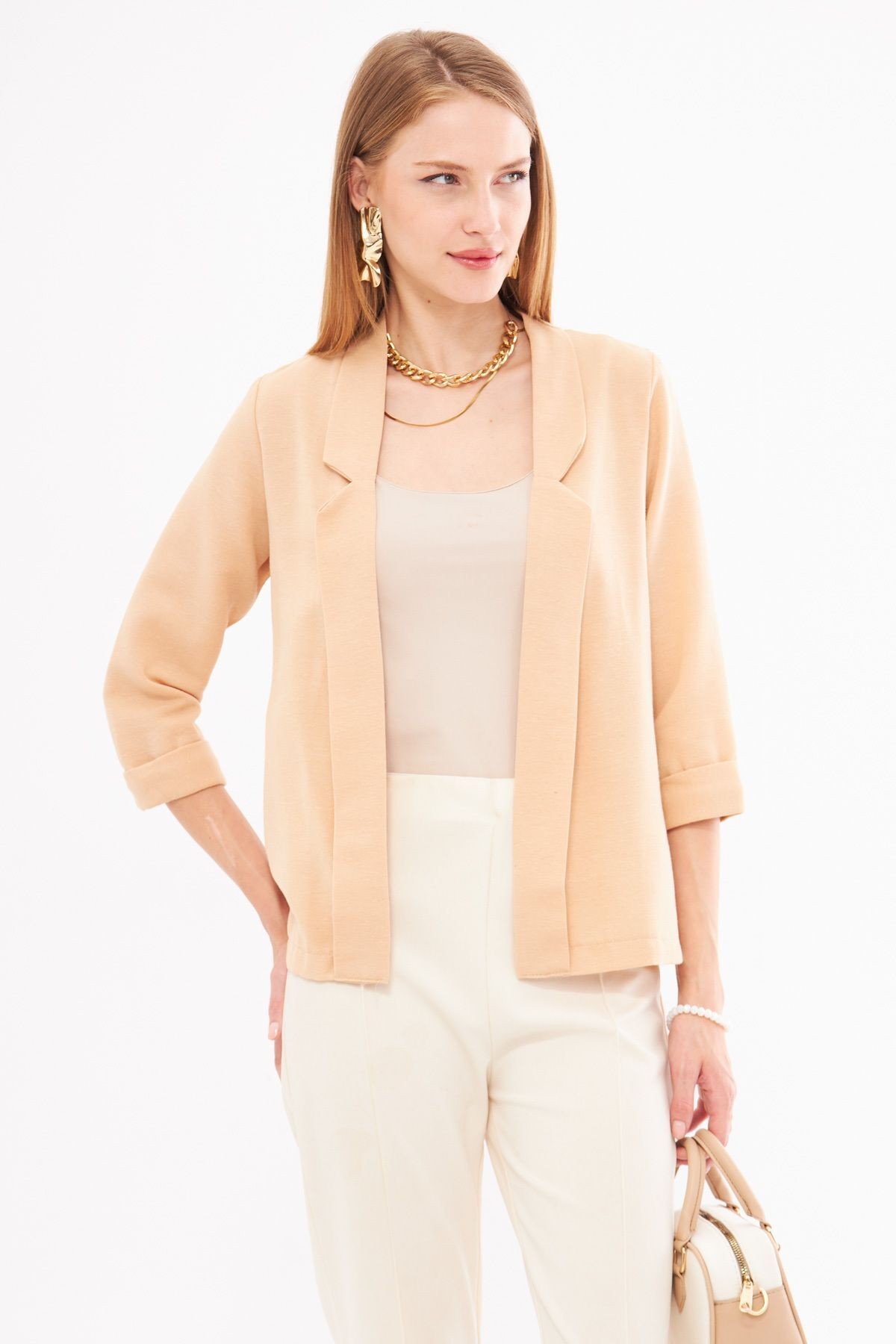 Kadın Bej Duble Kol Ceket ARM-24Y001085
