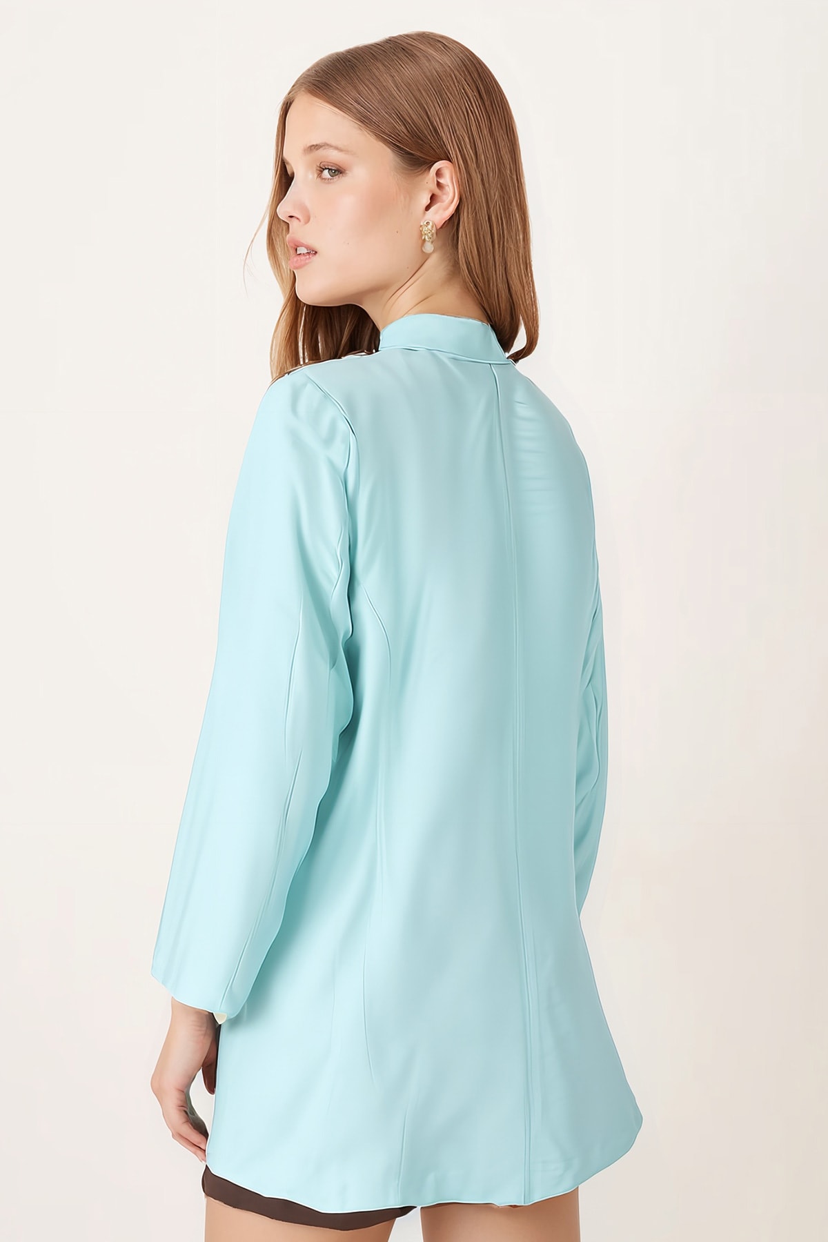 Kadın Turkuaz Cepli Oversize Ceket ARM-26K001005