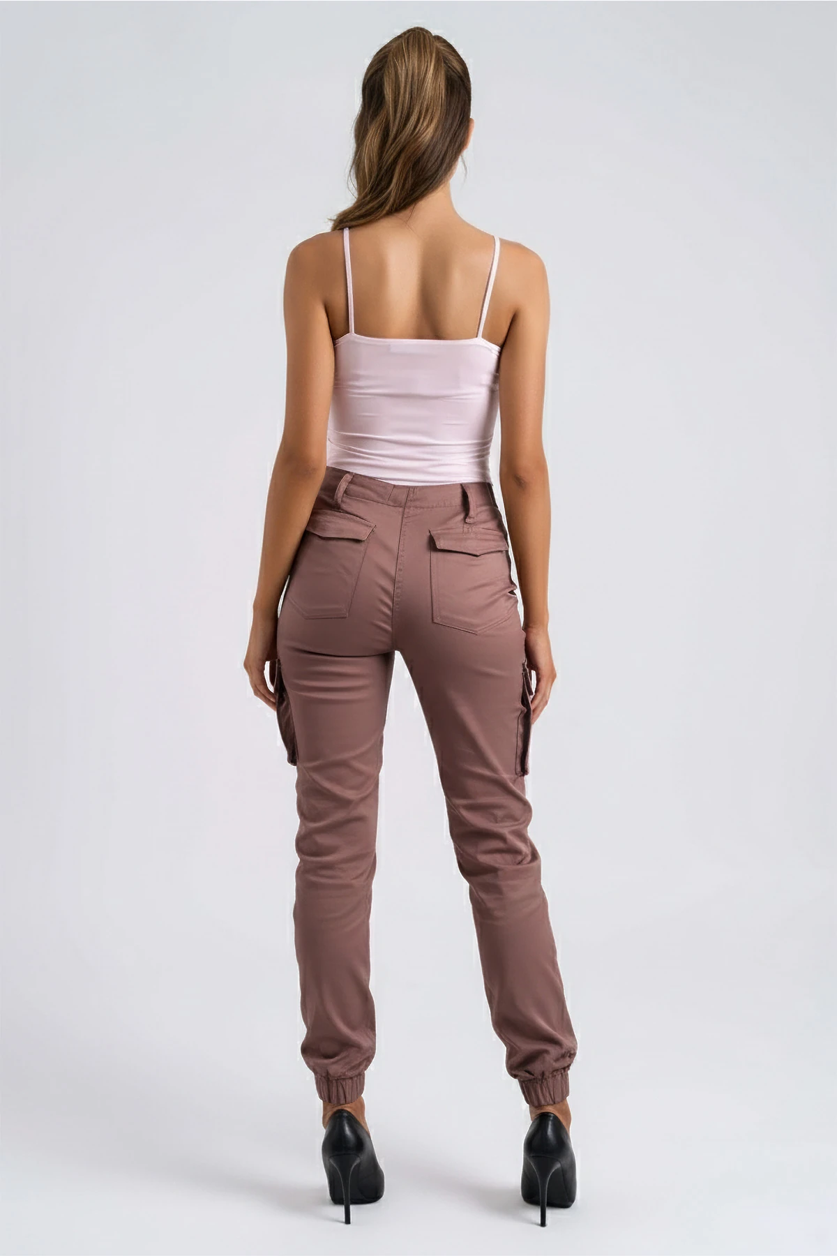 Kadın Vizon Cepleri Taş Detaylı Kargo Cep Pantolon ARM-26K136020