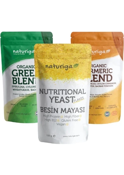 Naturiga Organik Yeşil Karışım Zerdeçallı Karışım Besin Mayası Serisi