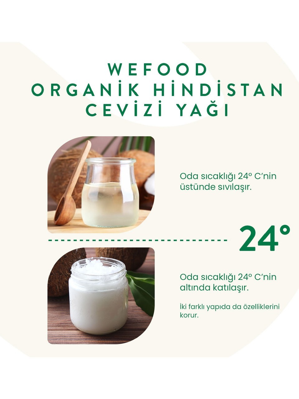 Wefod Organik Hindistan Cevizi Yağı 300 ml 2'li (Soğuk Sıkım) 8681749104055