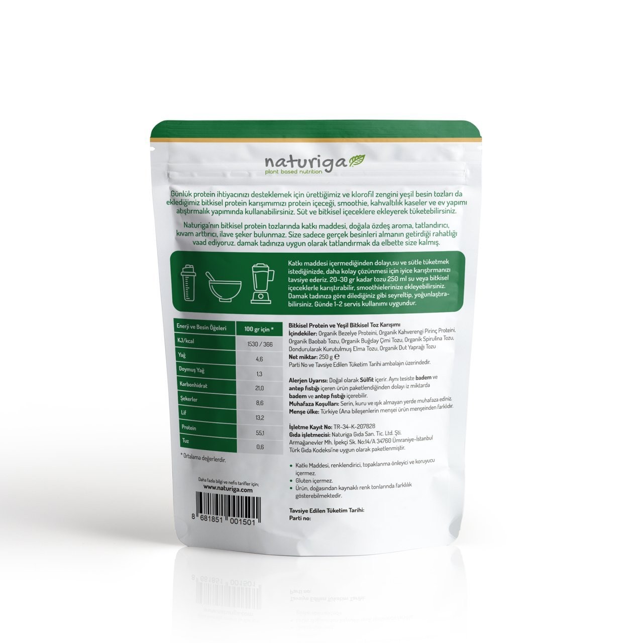 Naturiga Yeşil Protein Karışımı (Green Blend) 250 gr