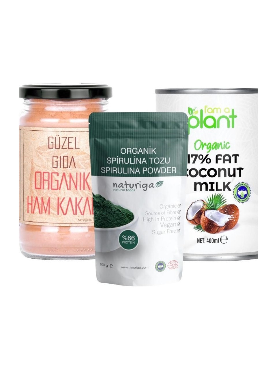 Güzel Ada Gıda Kakao Tozu+ Naturiga Spirulina Tozu + Hindistan Cevizi Sütü