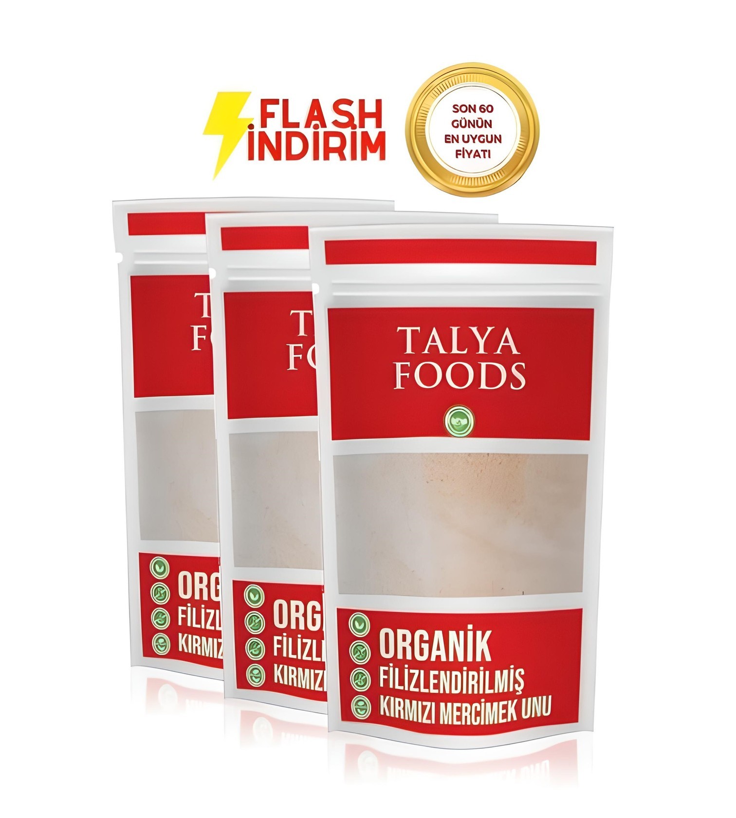 Talya Foods Talya Filizlendirilmiş Kırmızı Mercimek Unu 3'lü