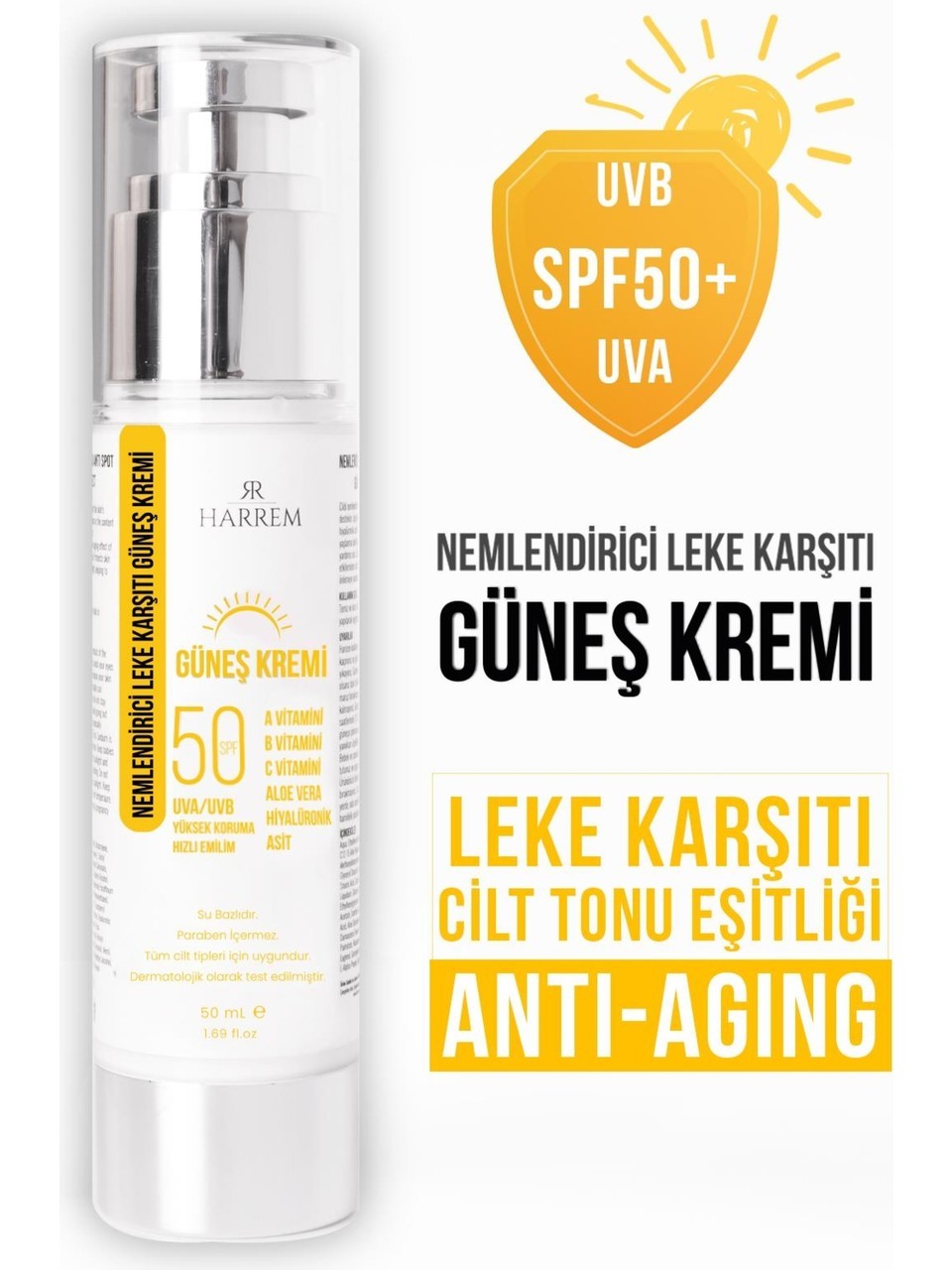 Harrem Nemlendirici Leke Karşıtı SPF50+ Güneş Kremi 50 ml