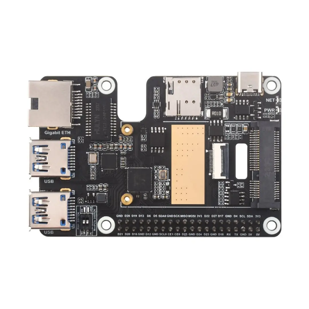 Raspberry Pi 5 MiniPCIe + USB 3.2 + Ethernet + 4G HAT | Samm Market