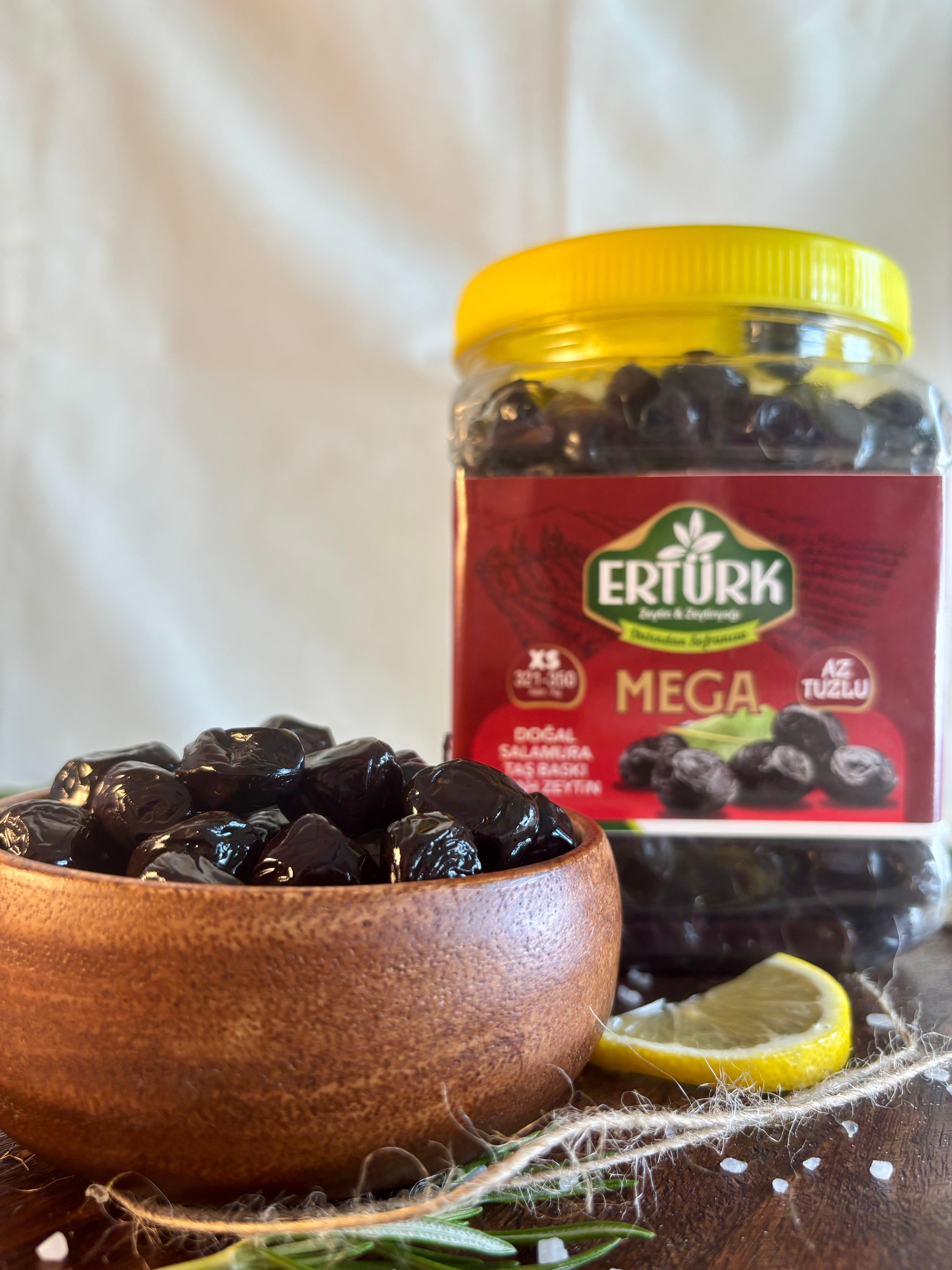 Mega (321-350) Taş Baskı Az Tuzlu Siyah Zeytin 1 kg