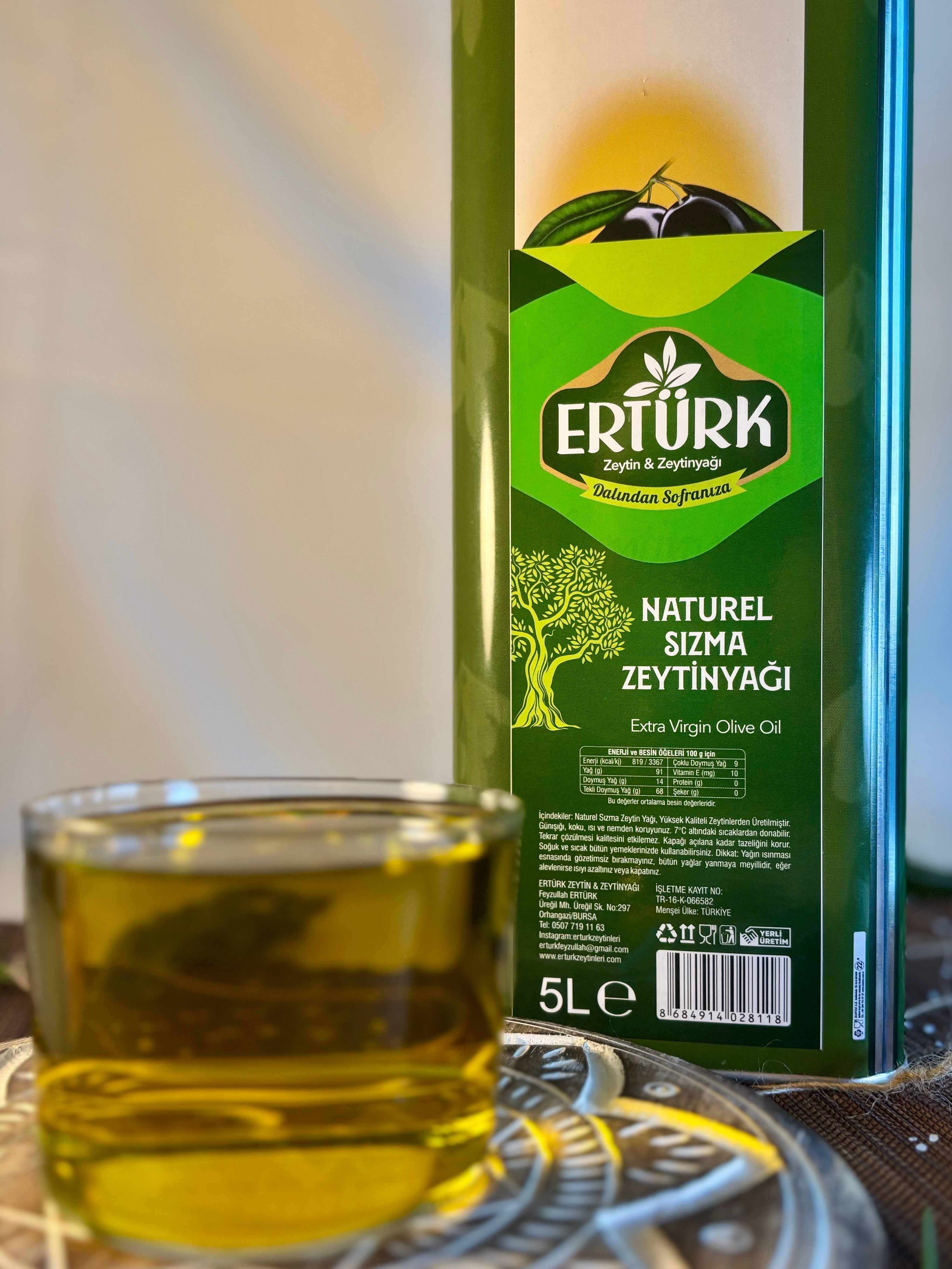 Naturel Sızma Zeytinyağı 5 Litre Soğuk Sıkım Filtresiz