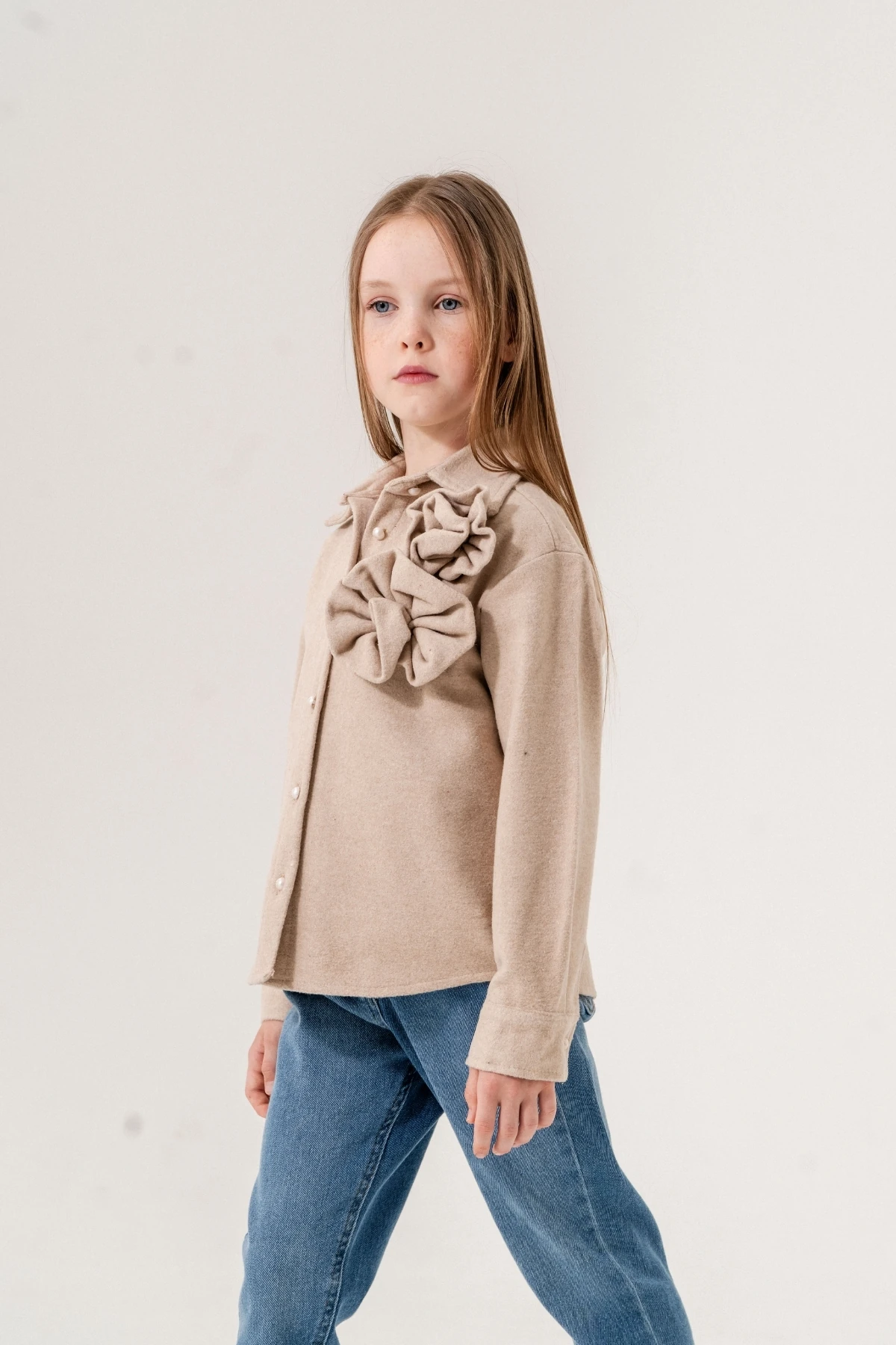 Kız Çocuk Çiçekli Kışlık Gömlek 3132