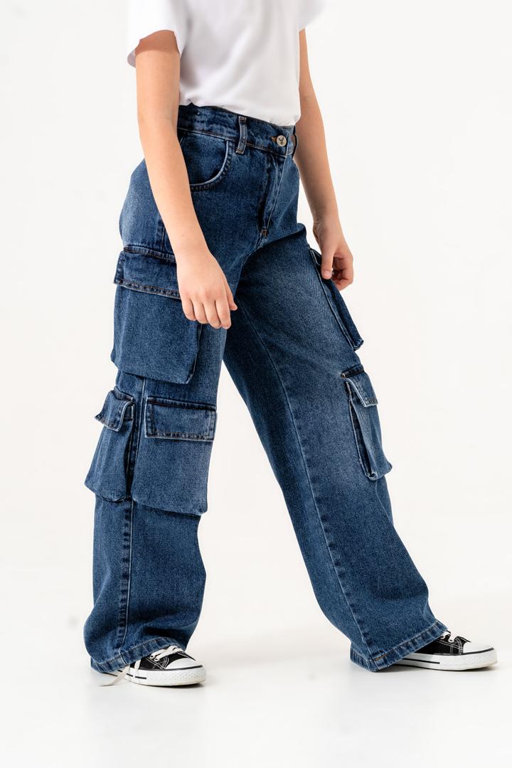 Kız Çocuk Çok Cepli Kot Pantolon 2170