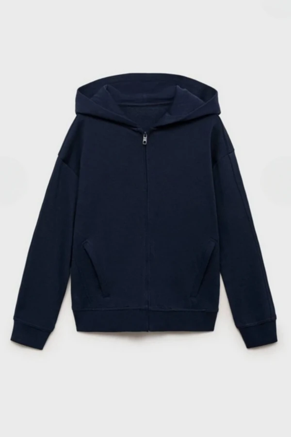 Erkek Çocuk Basic Fermuarlı Kapüşonlu Okul Sweatshırt G2025-3-1