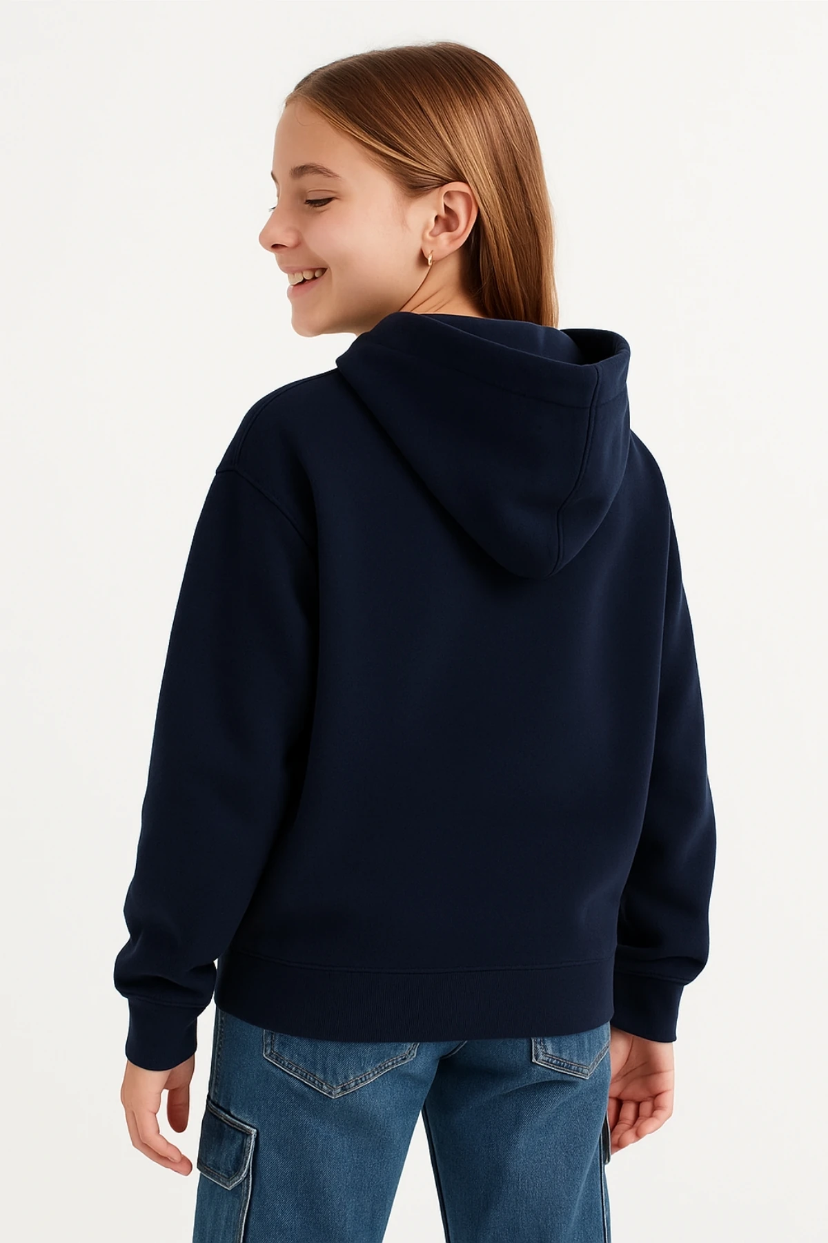 Kız Çocuk Basic Fermuarlı Kapüşonlu Okul Sweatshırt G2025-3-2