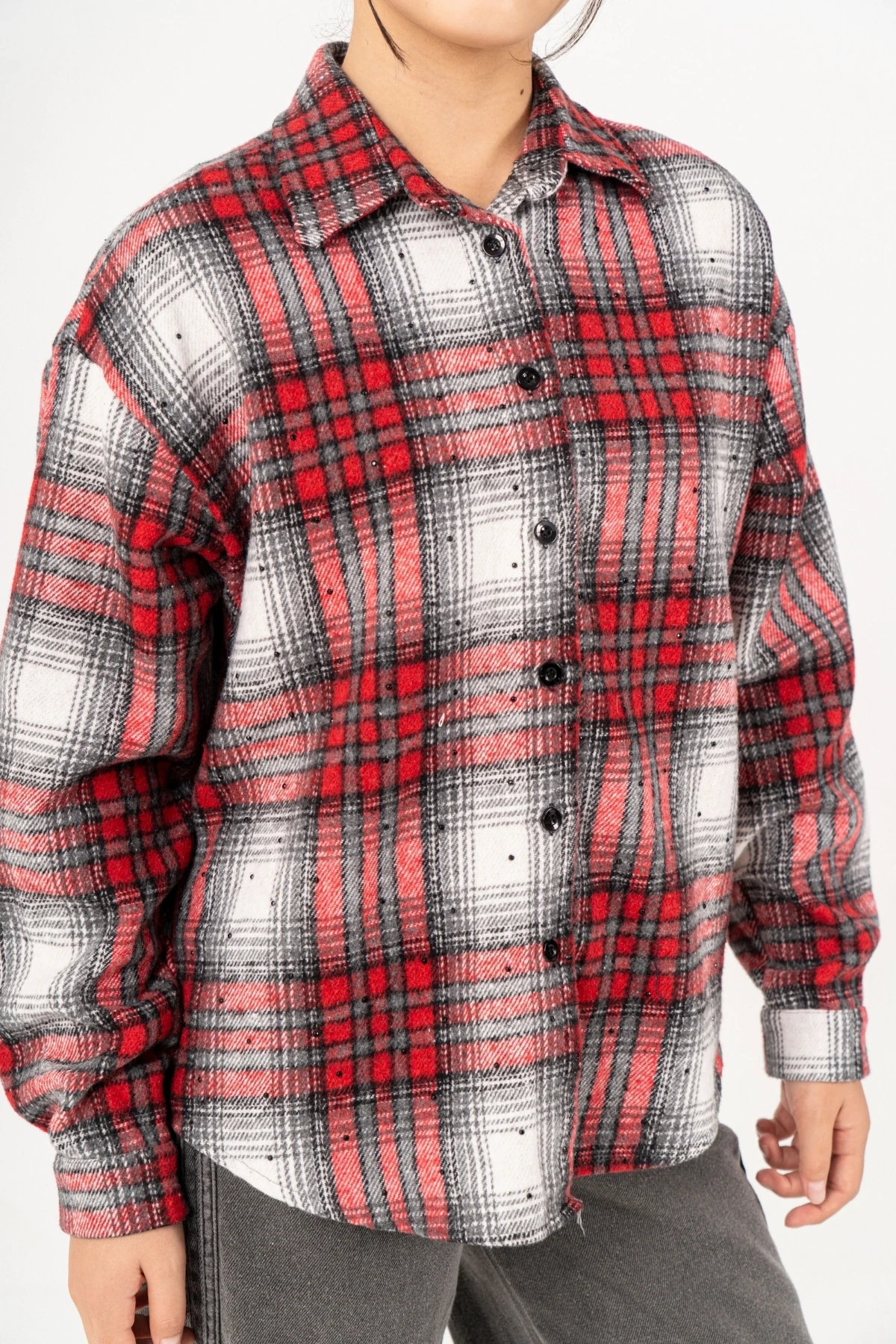 Kız Çocuk Yumuşak Dokulu Kareli Oduncu Gömlek 3172