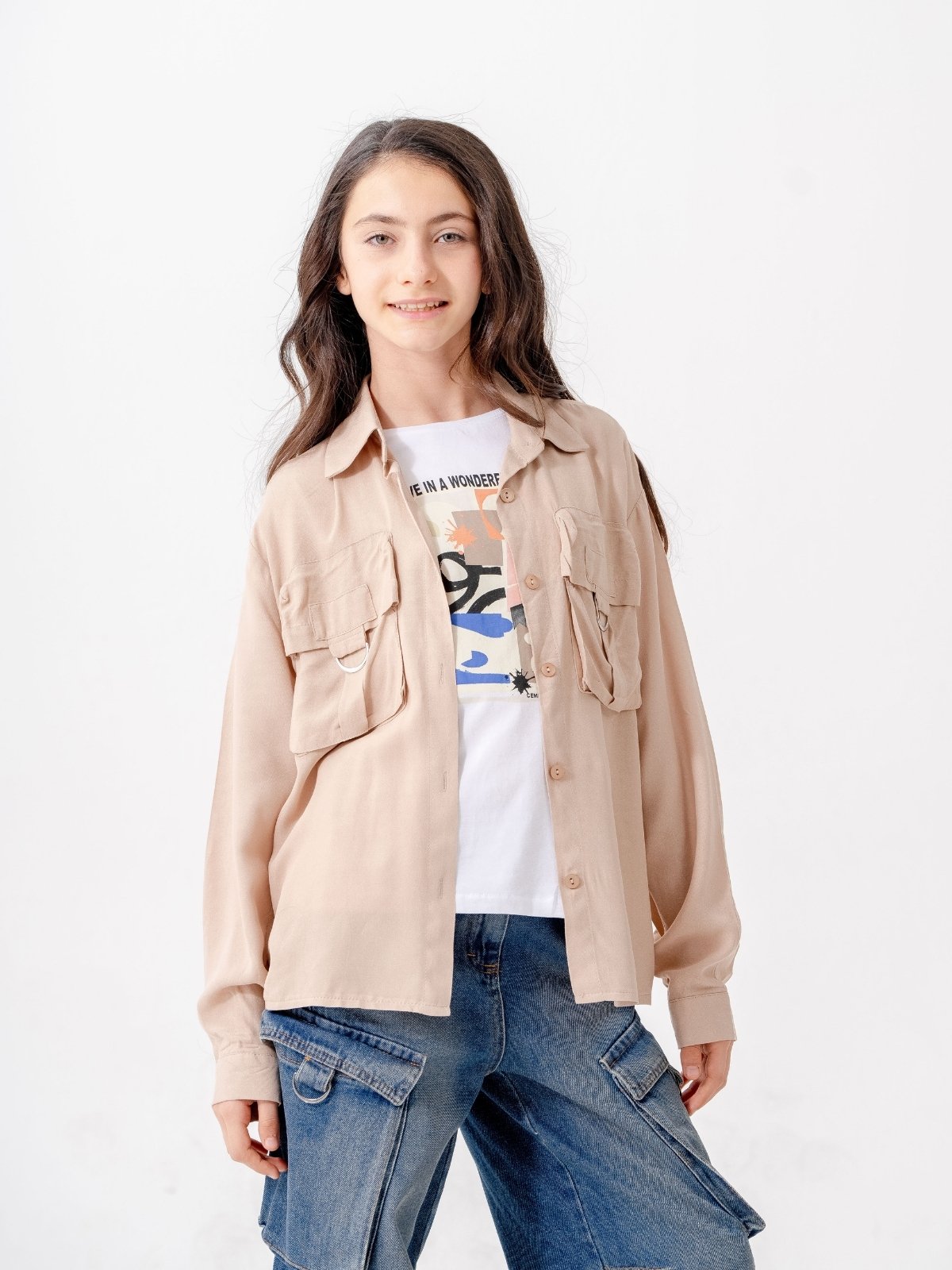 Kız Çocuk D Tokalı Ceket T-Shirt İkili Takım 1806