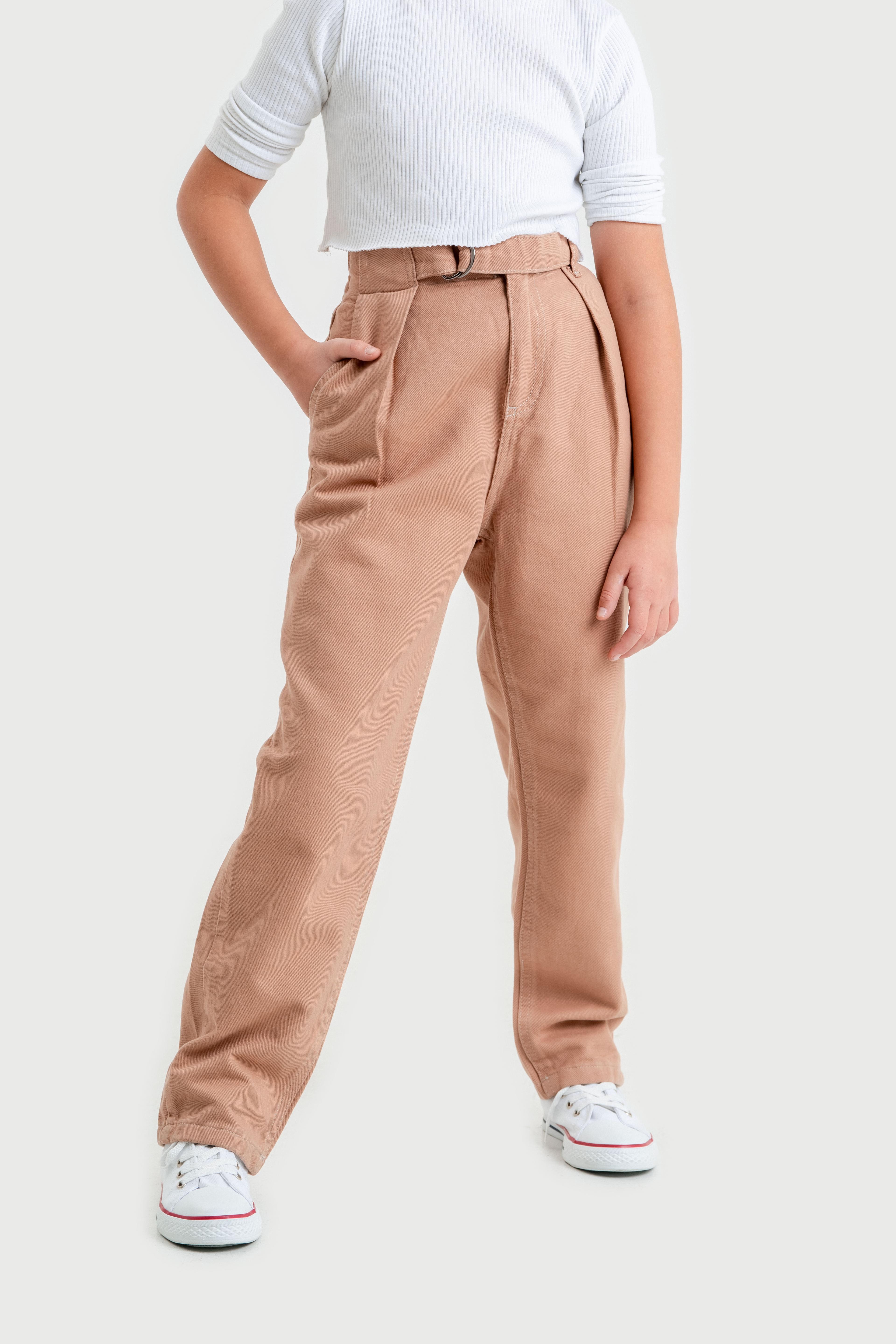Kemerli Kız Keten Pantolon 2538
