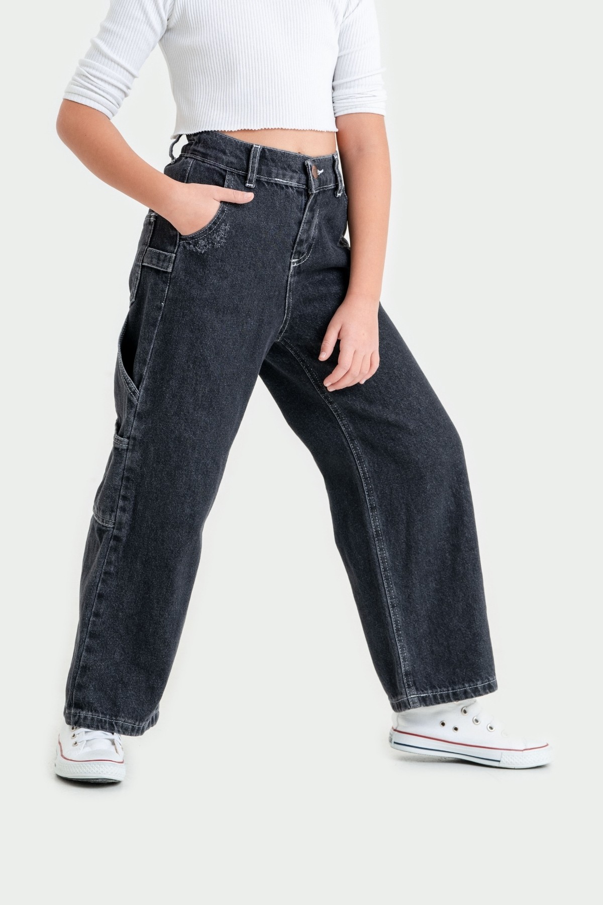 Kız Çocuk Geniş Boru Paça Kot Pantolon 2130