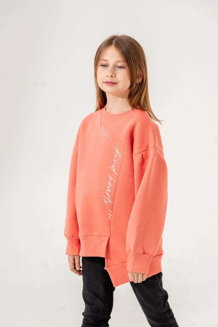 Kız Çocuk Asimetrik Üç İplik Sweatshirt 4530