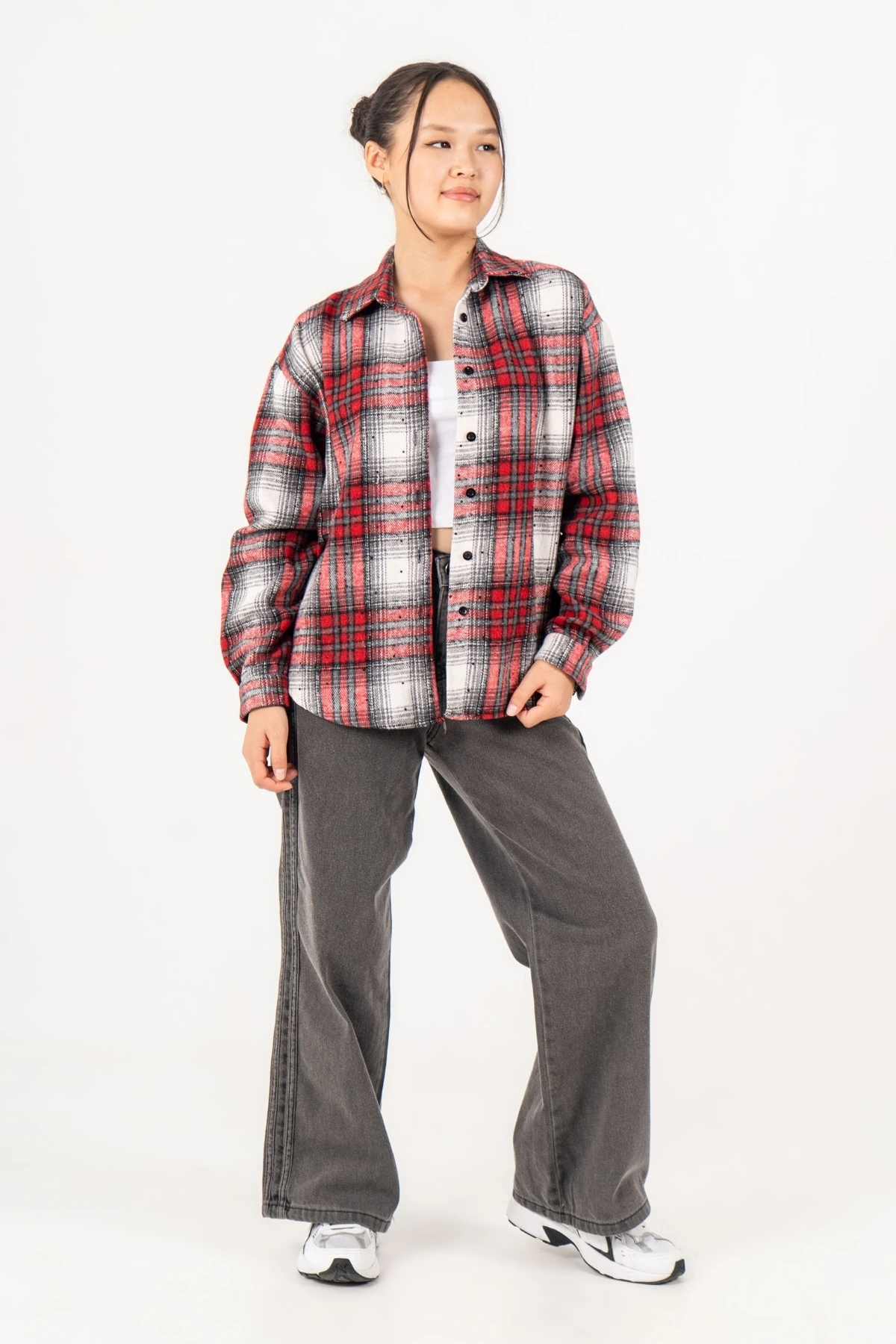 Kız Çocuk Yumuşak Dokulu Kareli Oduncu Gömlek 3172