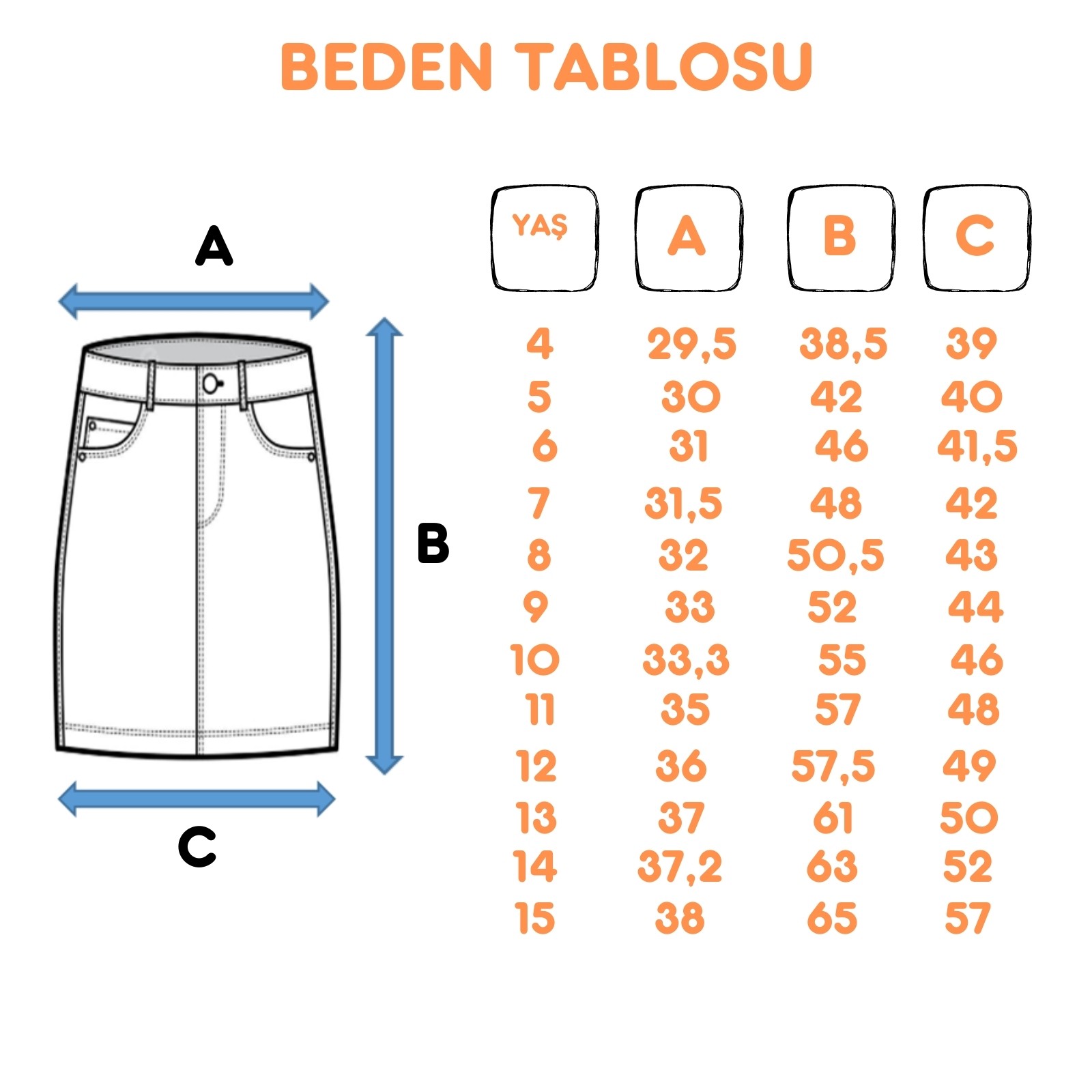 Kız Çocuk Arkası Uzun Kot Etek 2952
