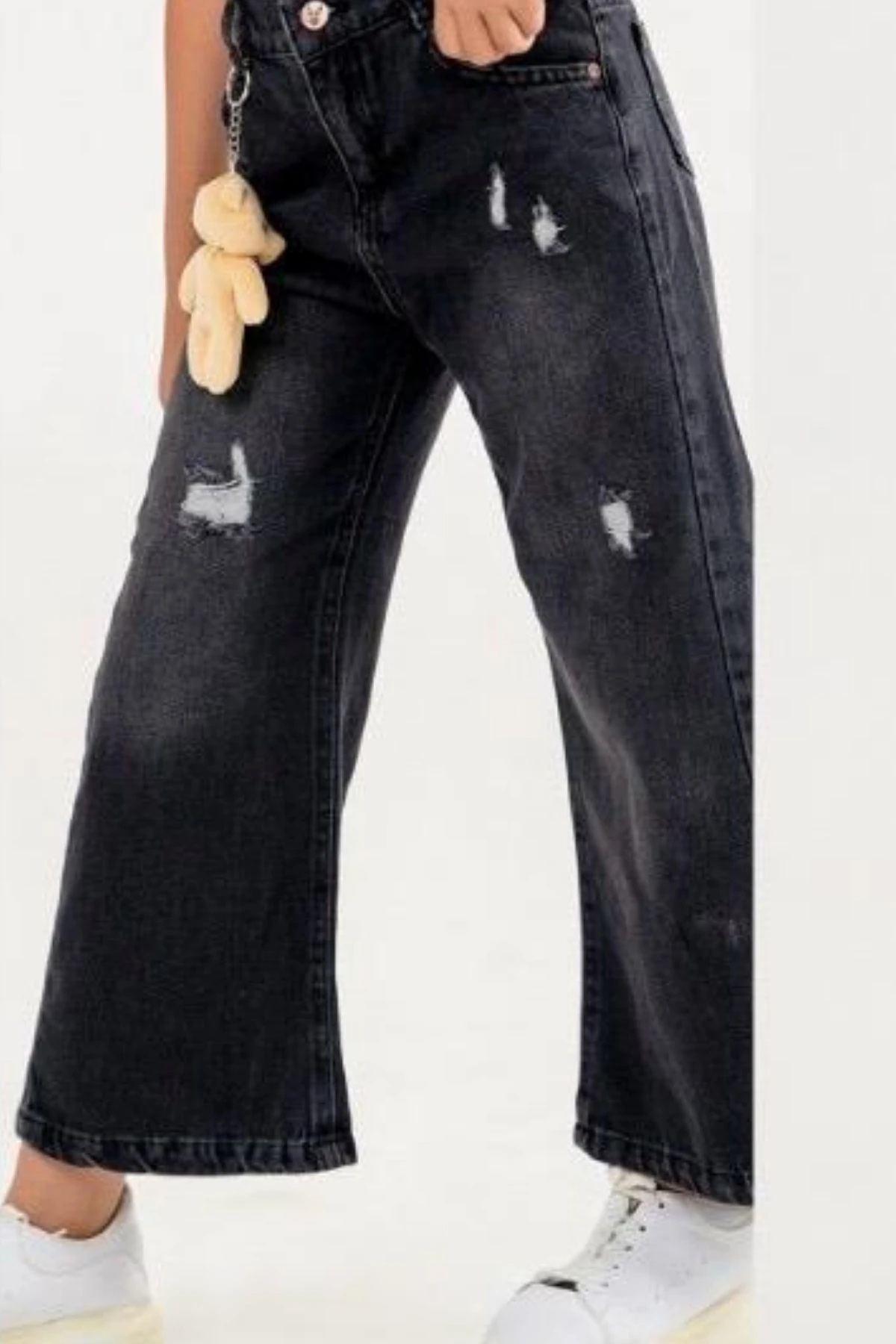 Kız Çocuk Ayıcık Aksesuarlı Kot Pantolon 3816