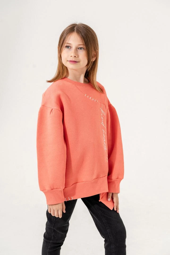 Kız Çocuk Asimetrik Üç İplik Sweatshirt 4530