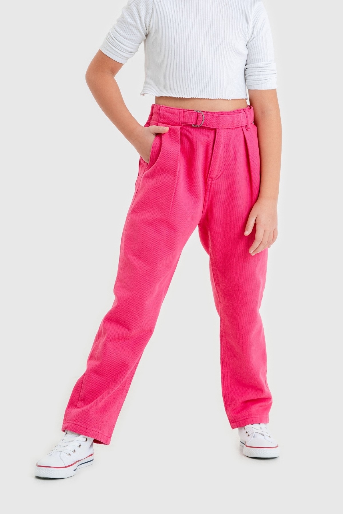 Kemerli Kız Keten Pantolon 2538