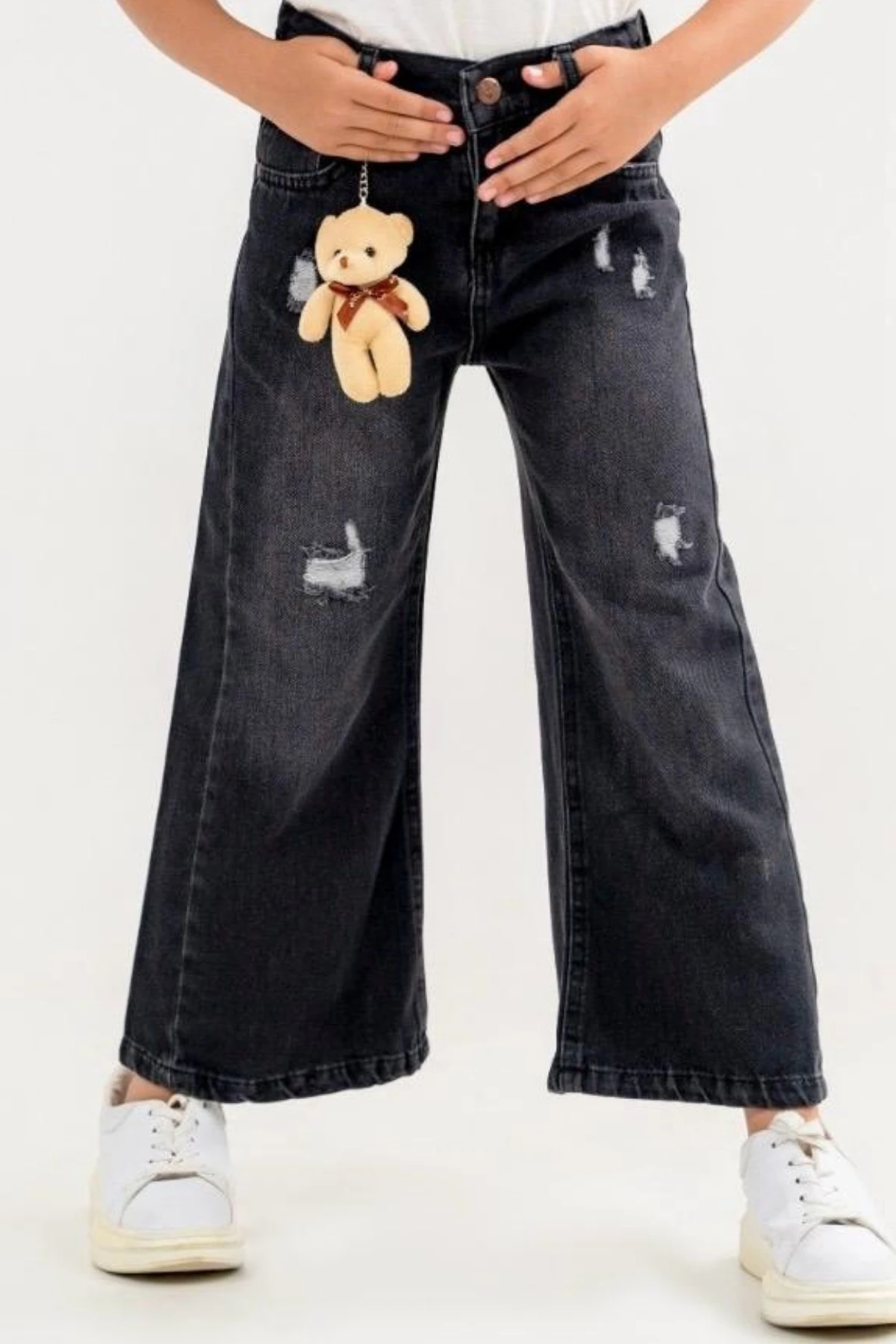 Kız Çocuk Ayıcık Aksesuarlı Kot Pantolon 3816
