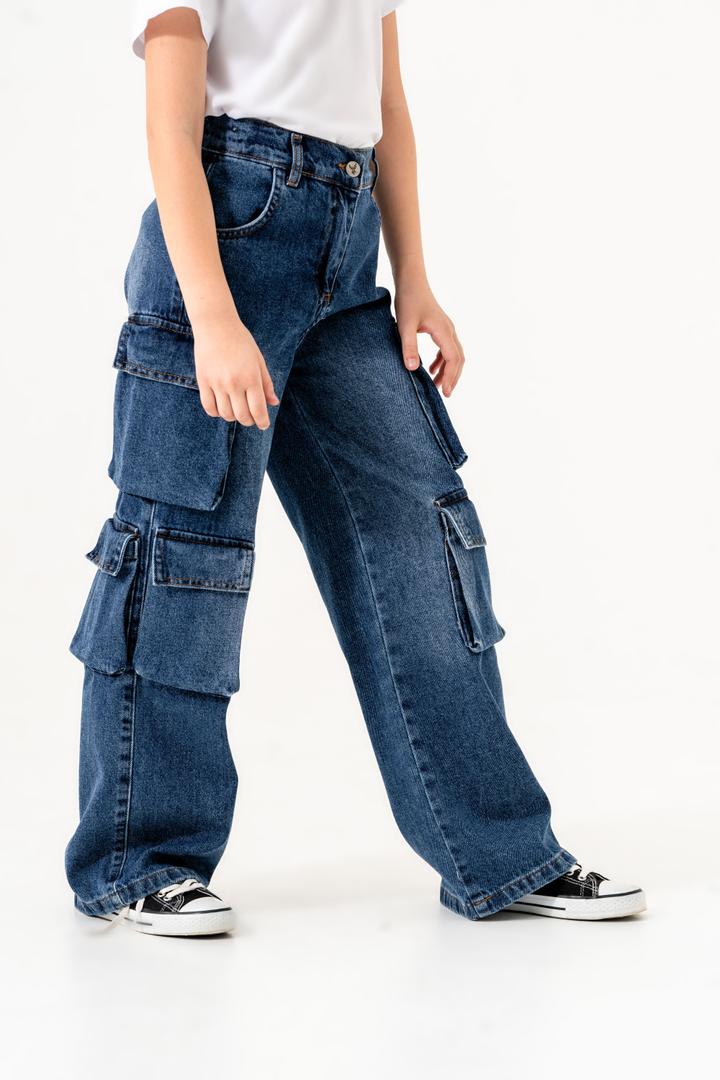 Kız Çocuk Çok Cepli Kot Pantolon 2170