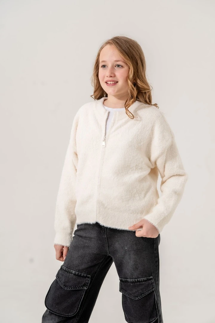 Kız Çocuk Sakal Oversize Fermuarlı Hırka 7150