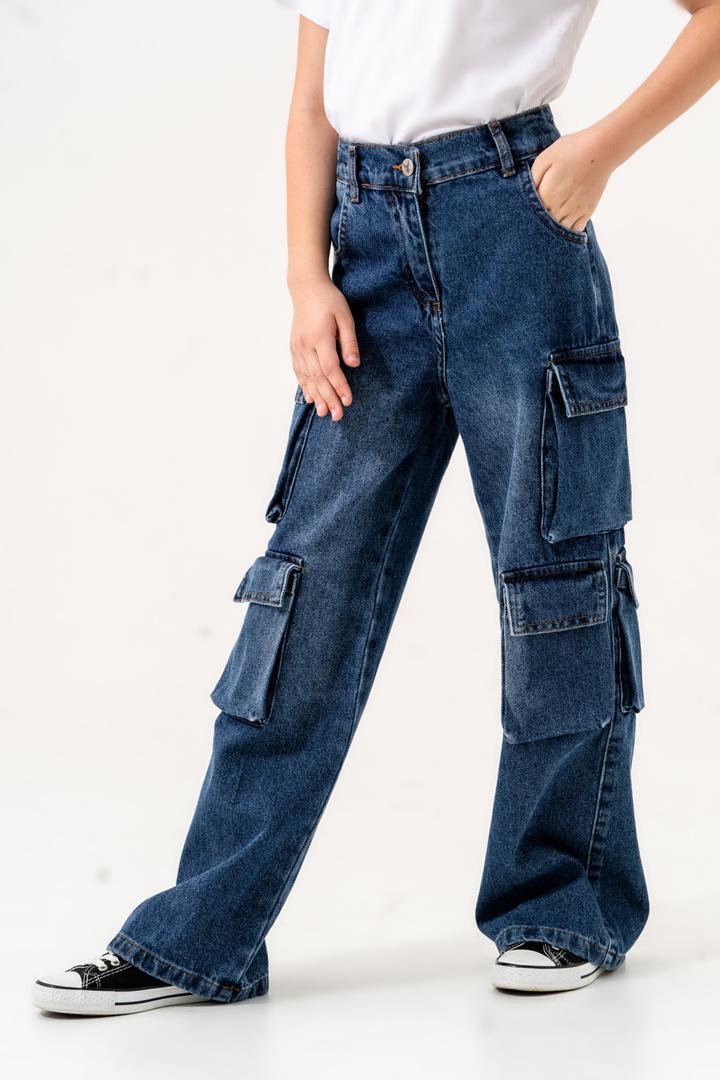 Kız Çocuk Çok Cepli Kot Pantolon 2170