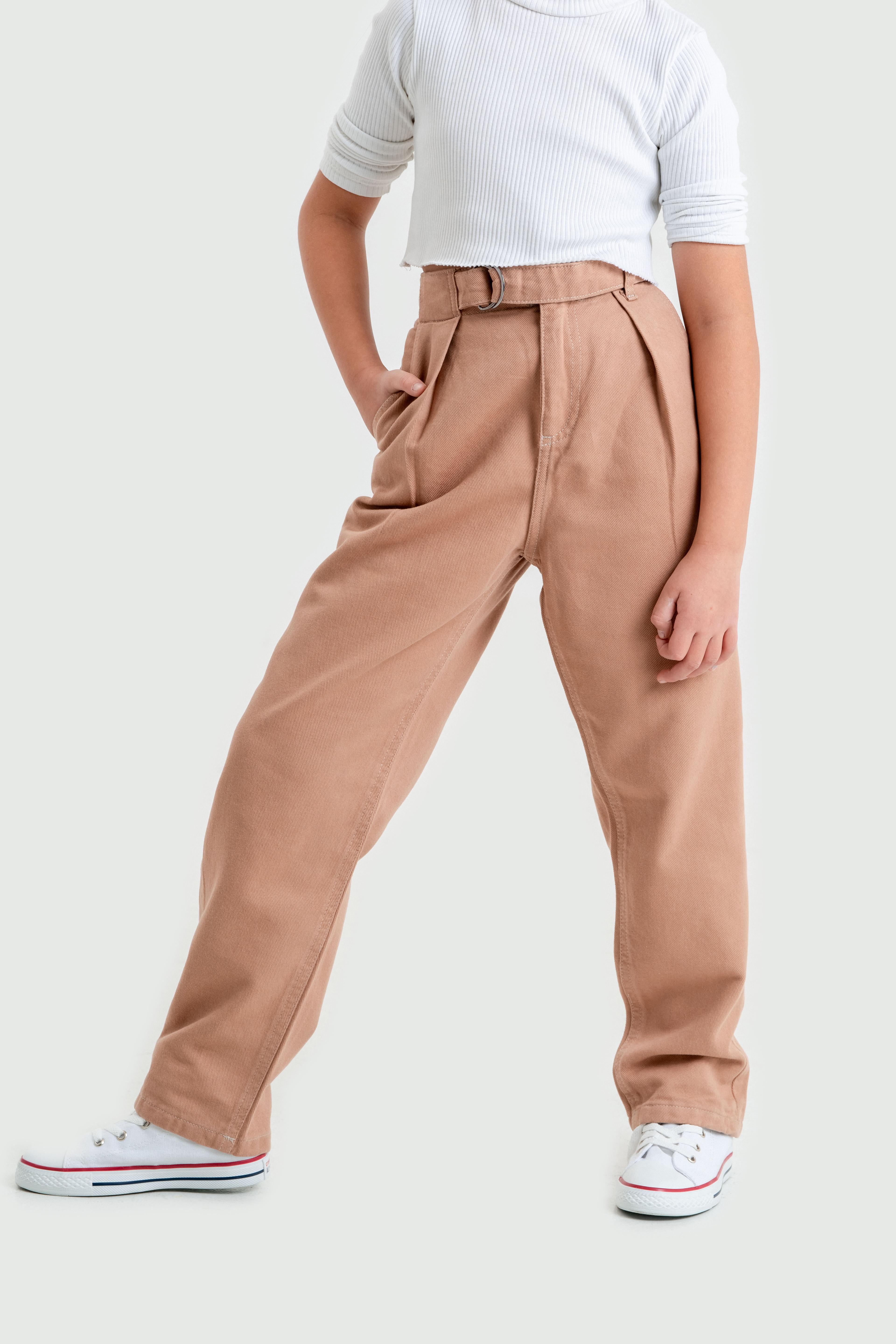 Kemerli Kız Keten Pantolon 2538
