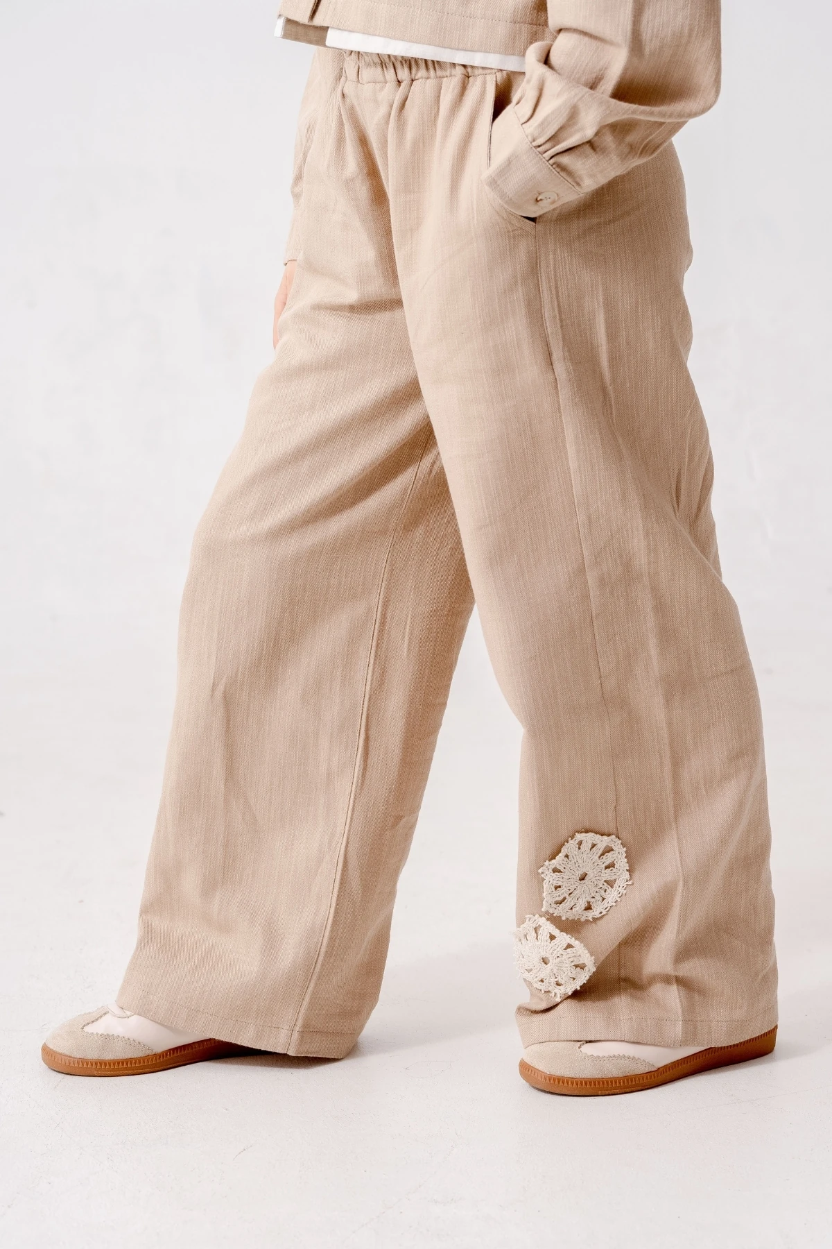 Kız Çocuk Lastikli Keten Pantolon 2571