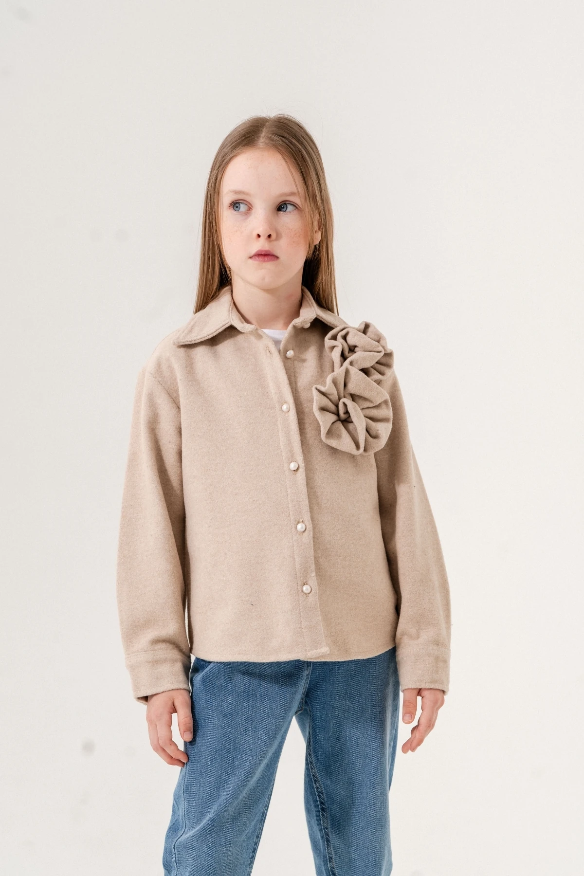 Kız Çocuk Çiçekli Kışlık Gömlek 3132