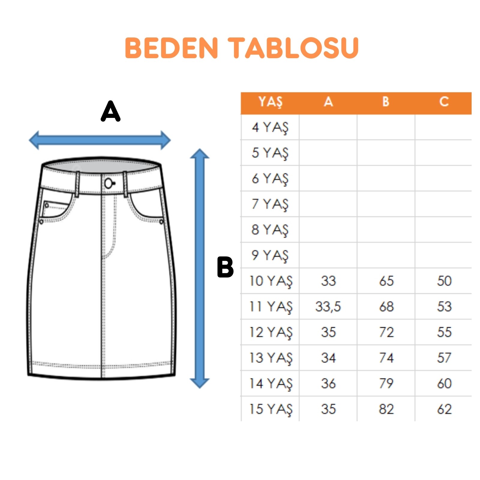 Kız Çocuk Düğmeli Uzun Kot Etek 2605