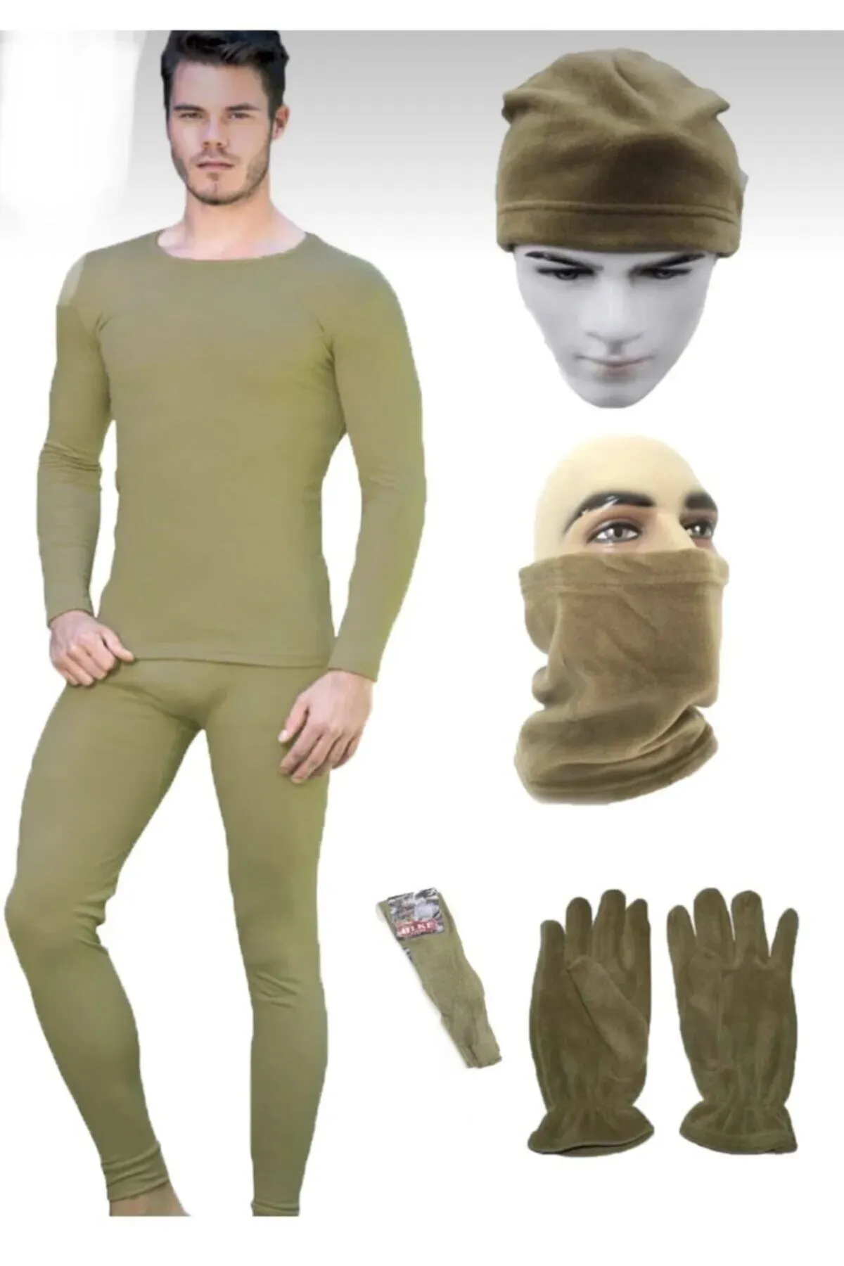 Askeri Termal İçlik - Karacı - Denizci - Havacı - Siyah ve Haki Bere & Boyunluk & Eldiven & Çorap