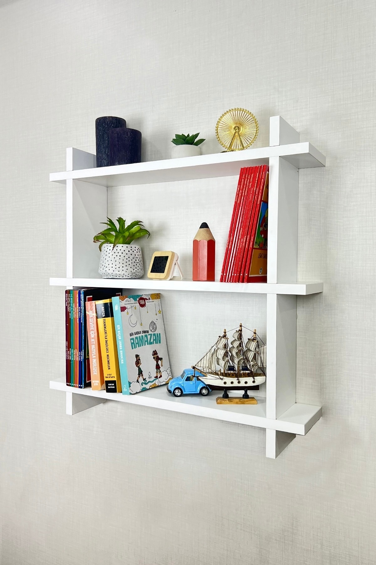 Duvar Rafı Kitaplık Duvara Monte Kitap Rafı Modern Dekoratif Pratik Şık Raf Ev Dekorasyonu