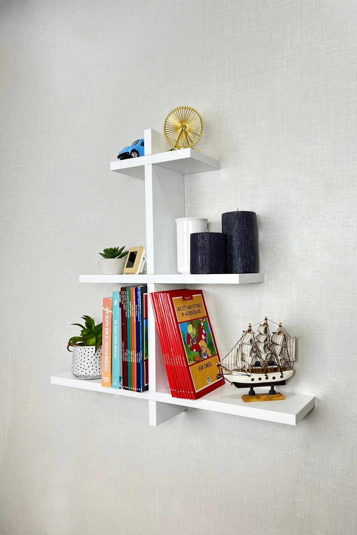Duvar Rafı Kitaplık Duvara Monte Kitap Rafı Modern Dekoratif Pratik Şık Raf Ev Dekorasyonu