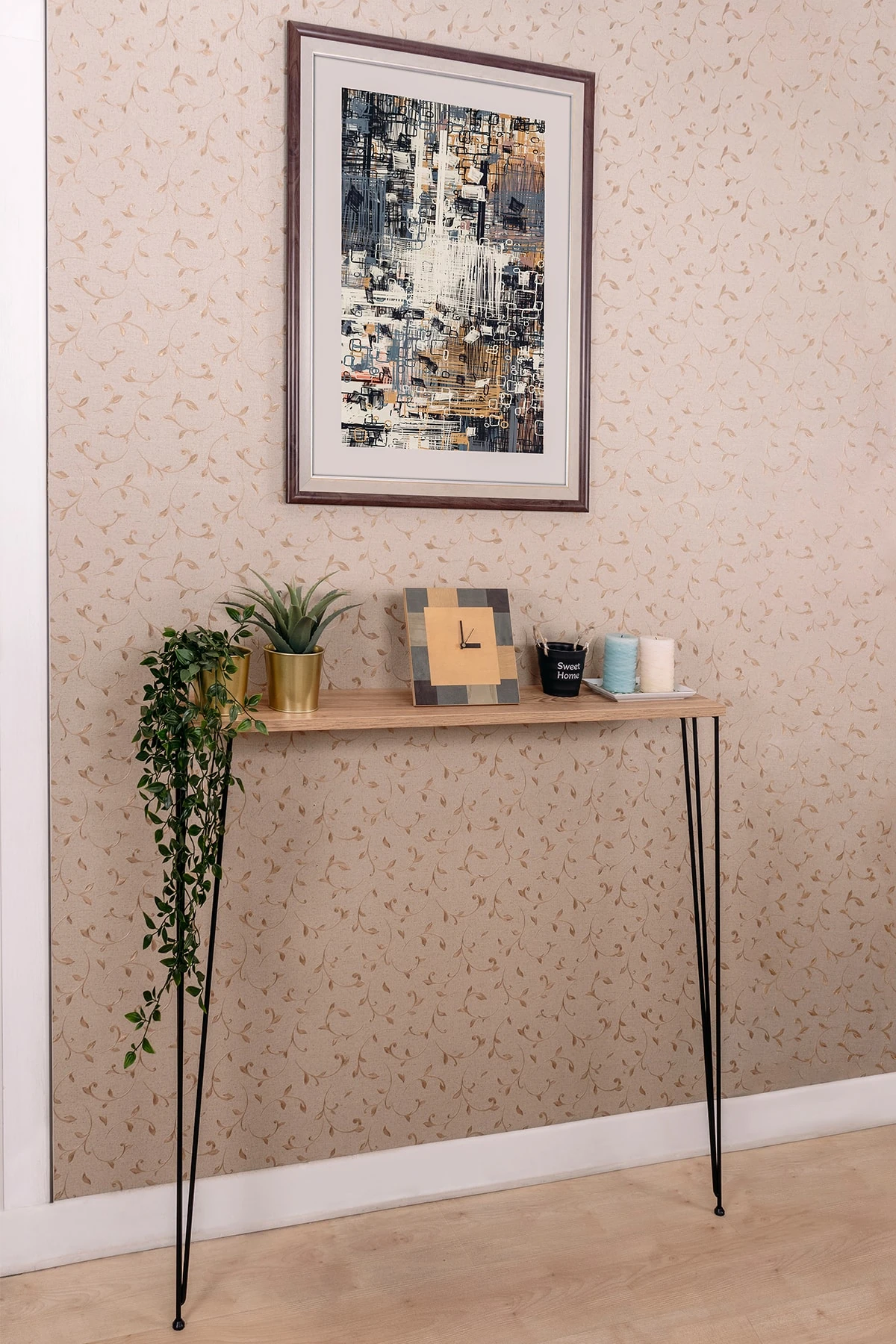 Kalorifer Petek Üstü Raf Metal Ayaklı 100x20 Cm Dekoratif Antre Hol Rafı