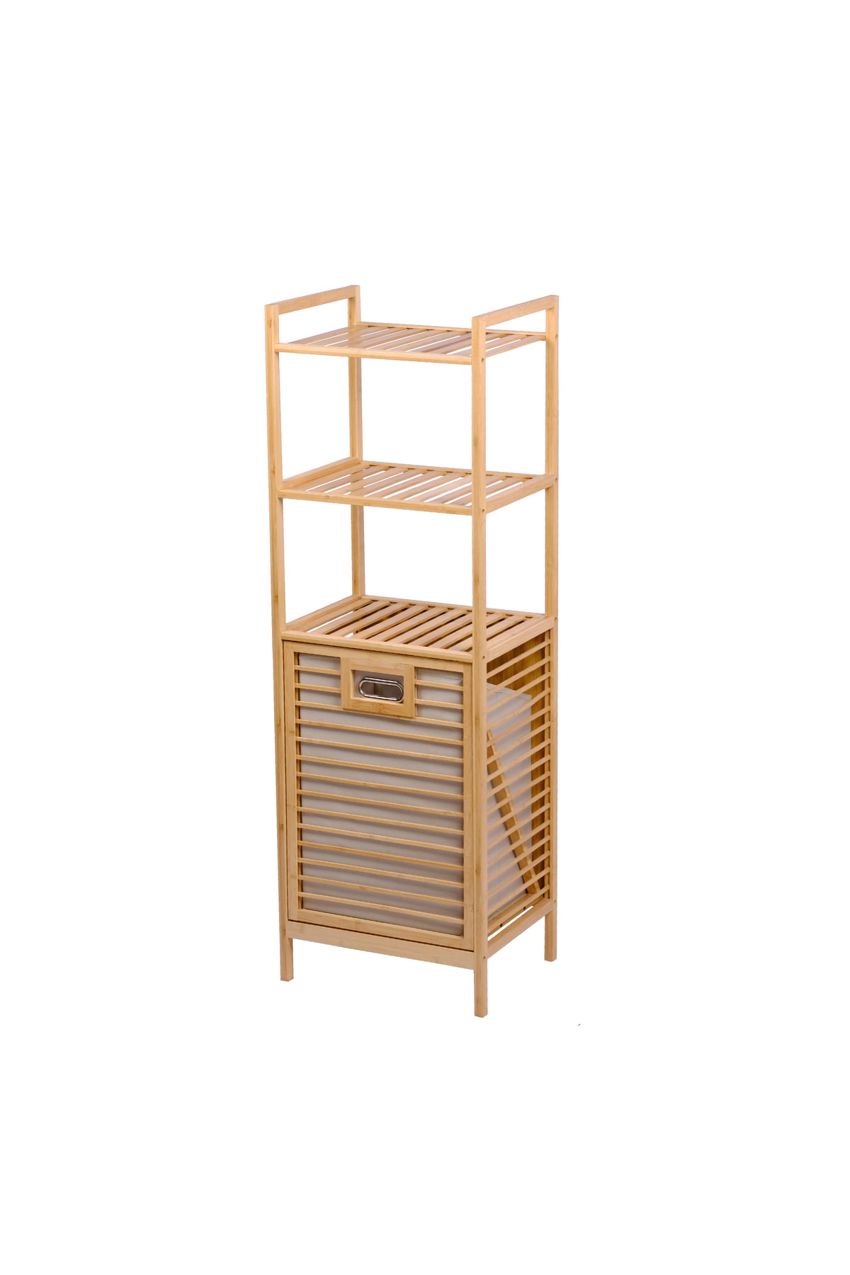 Bambu Kirli Çamaşır Sepeti 3 Raflı Ahşap Banyo Düzenleyici Sepeti Banyo Dolabı Organizer Banyo Rafı