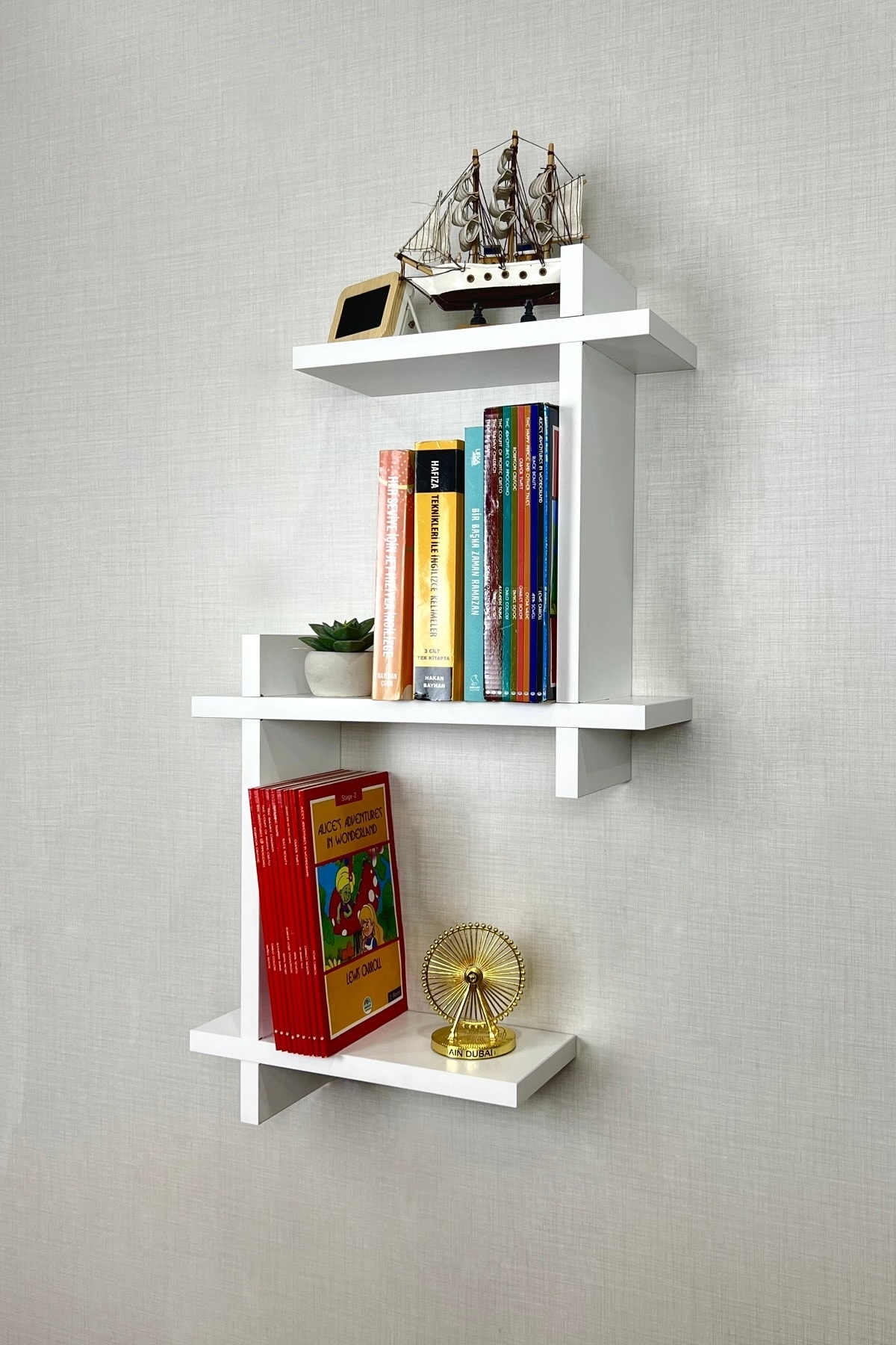Duvar Rafı Kitaplık Duvara Monte Kitap Rafı Modern Dekoratif Pratik Şık Raf Ev Dekorasyonu