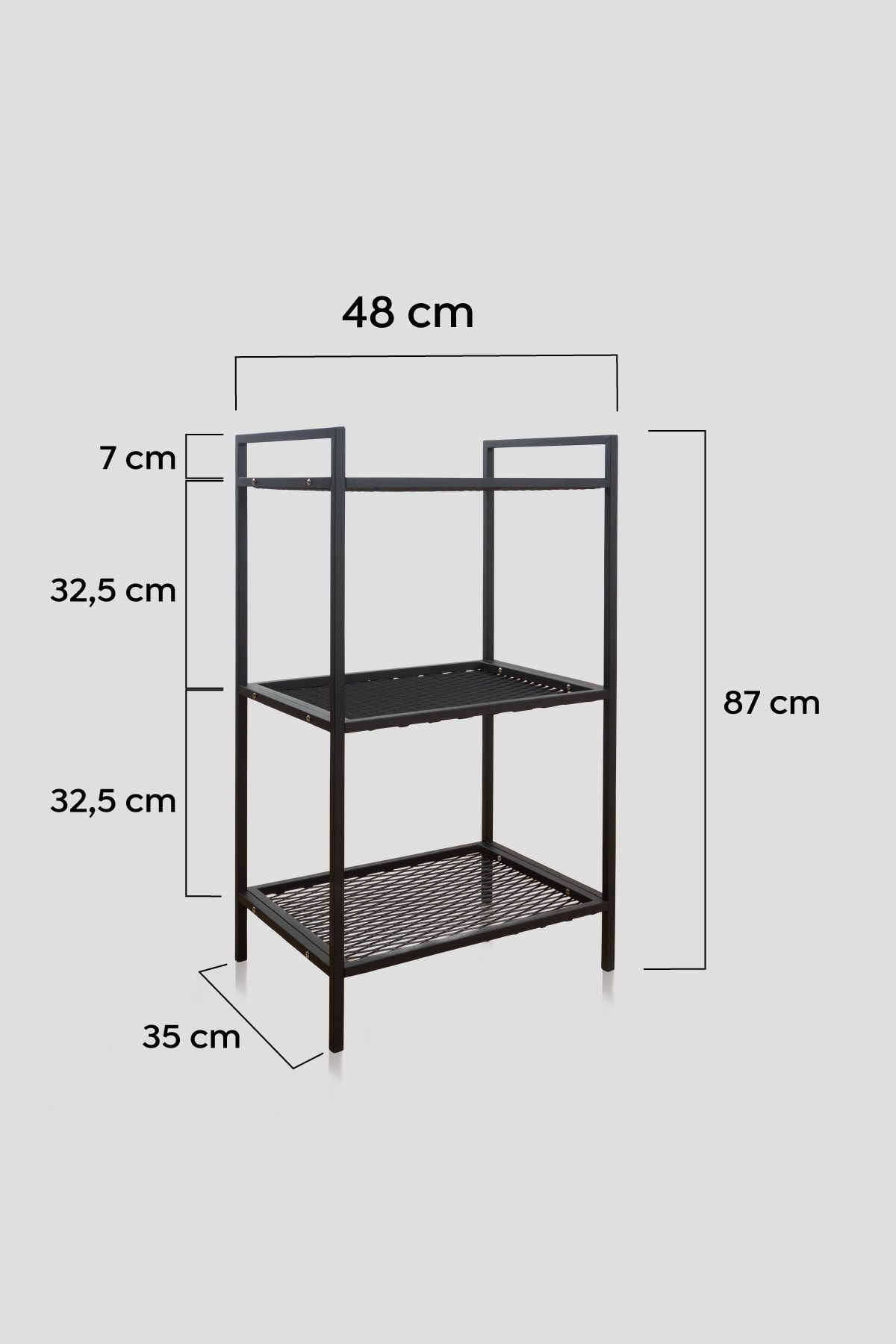 Çok Amaçlı Mutfak Rafı Metal 3 Raflı Dekoratif Açık Raf Banyo Malzeme Dolabı