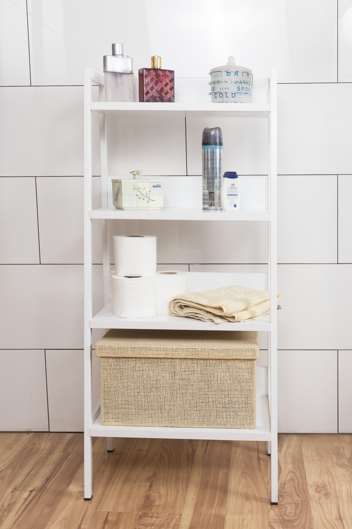 Çok Amaçlı Banyo Düzenleyici Raf 4 Katlı Konik Banyo Rafı Metal Ahşap Düzenleyici Açık Dolap
