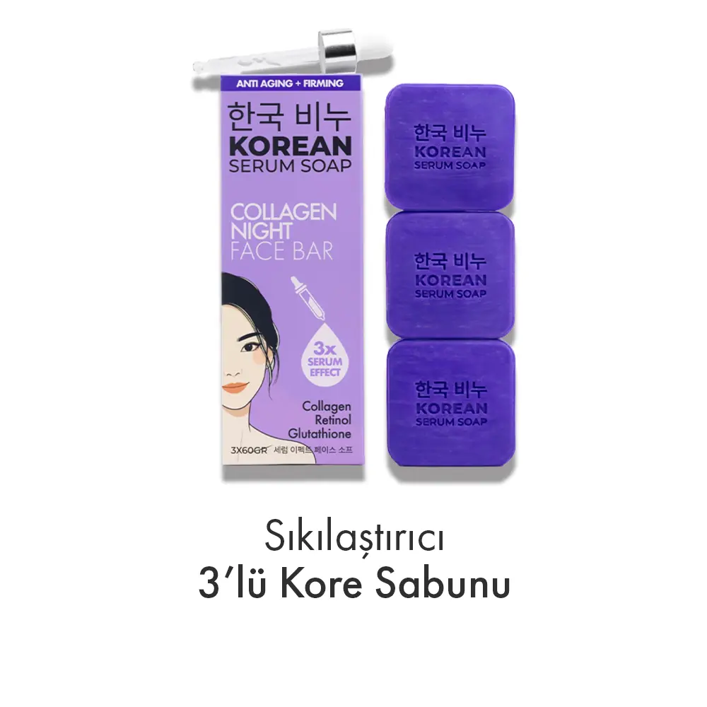 3 Piece Korean Collagen Night Soap  Anti-Aging, Wrinkle-Reducing, and  Firming Korean Soap