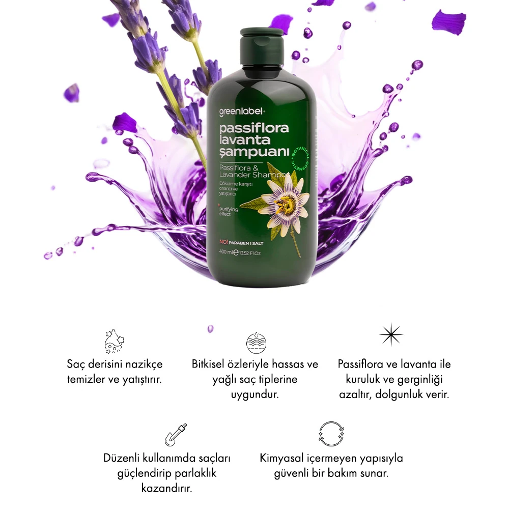 Passiflora Ve Lavanta Özlü Parabensiz Tuzsuz Kepek Karşıtı Bakım