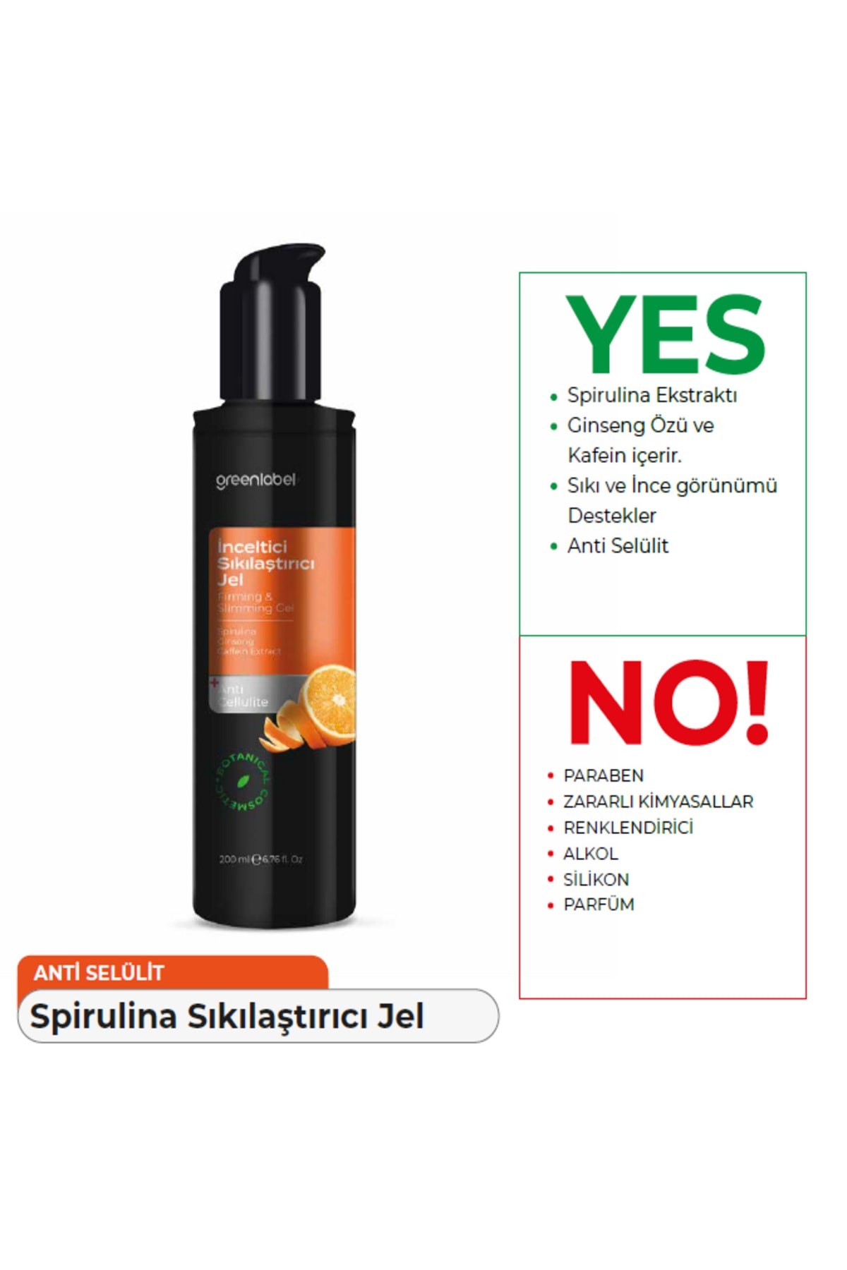 Spirulina and Caffeine Extract Firming and Slimming Body Gel 200ML