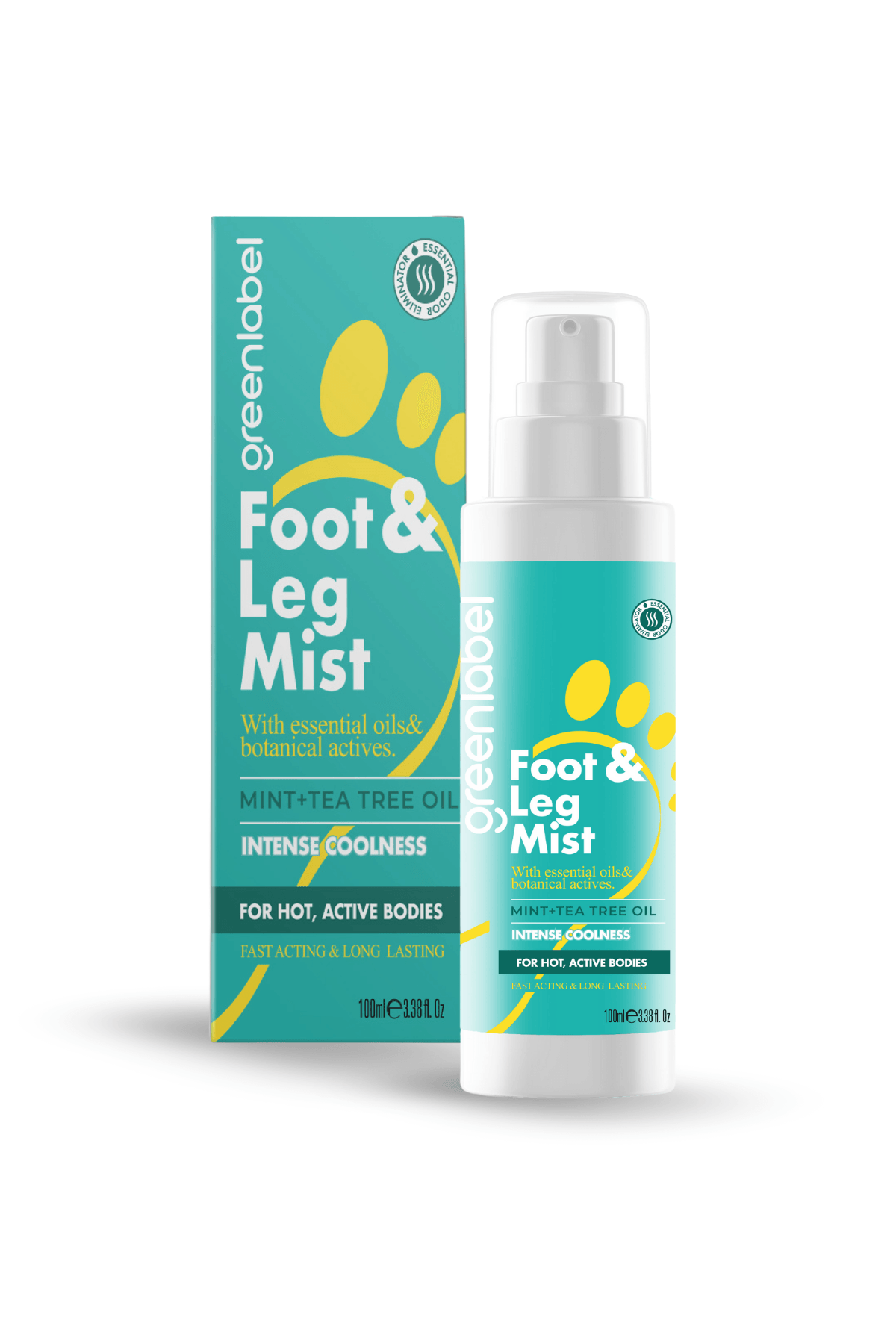 Refreshing and Moisturizing Deodorizing Foot Spray with Mint and Tea Tree - Foot & Leg Mist 100 ML