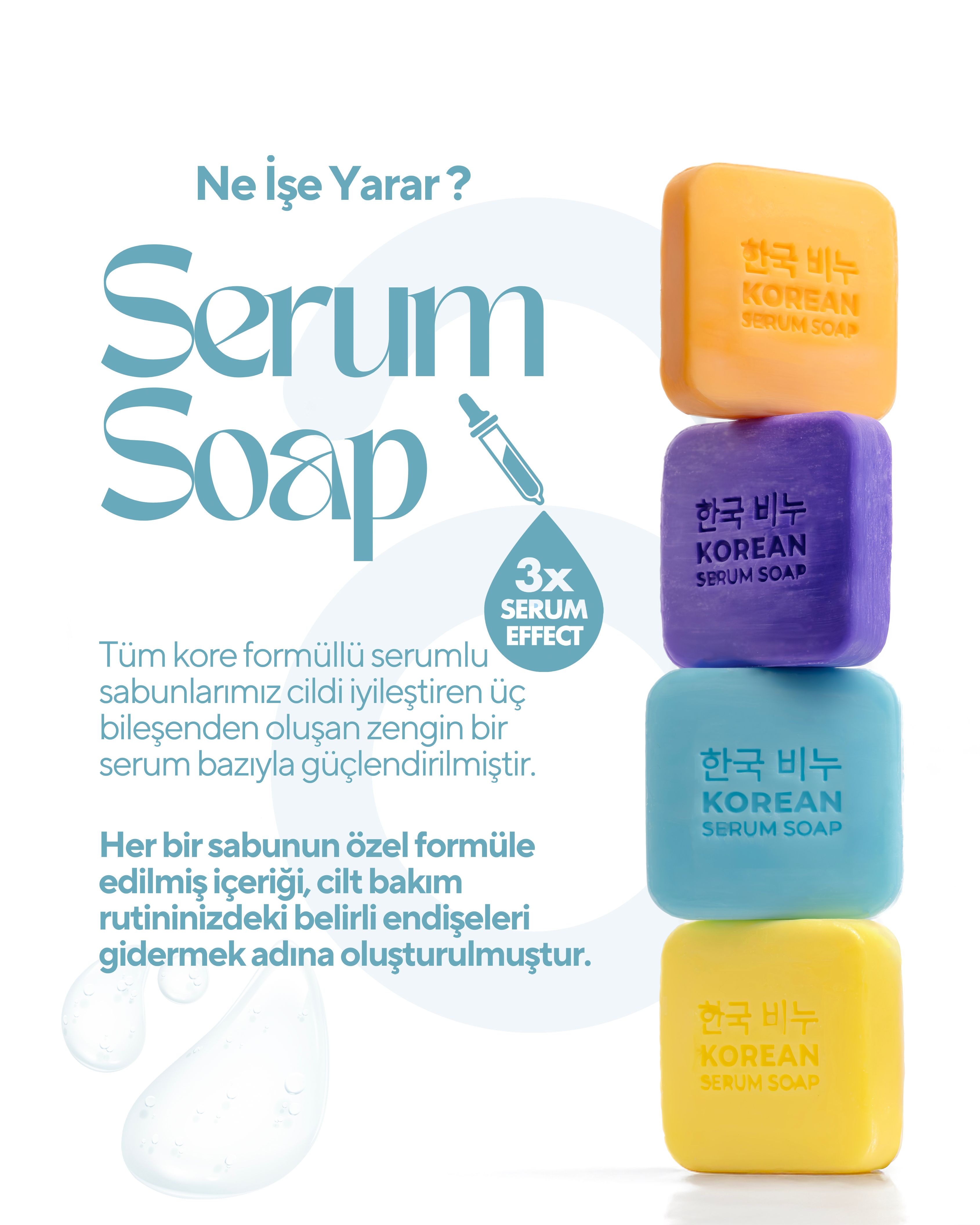3’lü Paket Kore Leke Karşıtı ve Beyazlatıcı Sabun Vitamin C & E AHA, BHA ve Glikolik Asit Kore Sabunu