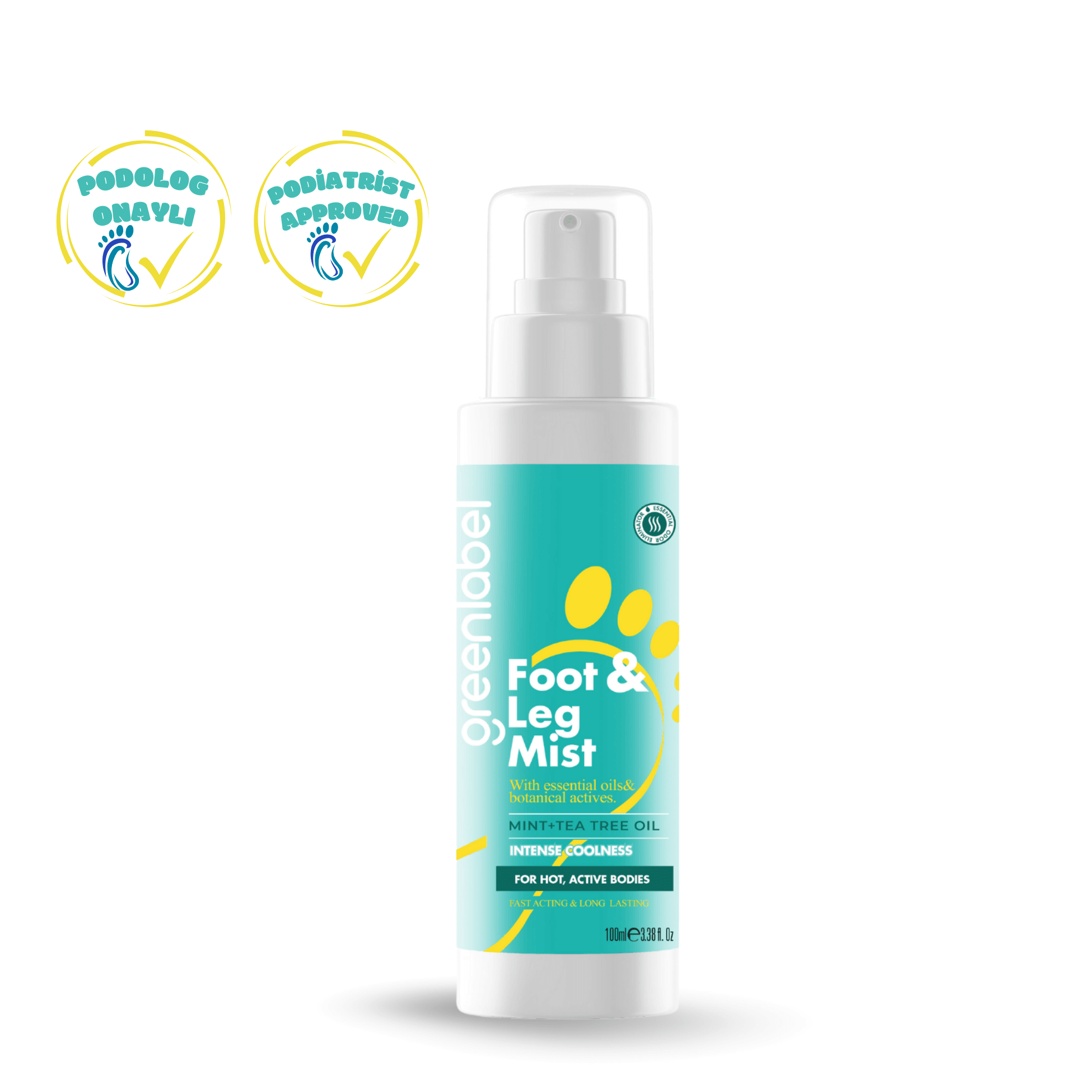 Refreshing and Moisturizing Deodorizing Foot Spray with Mint and Tea Tree - Foot & Leg Mist 100 ML