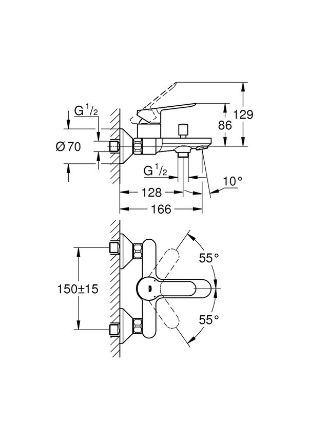 Grohe 23605000 Bauedge Banyo Bataryası