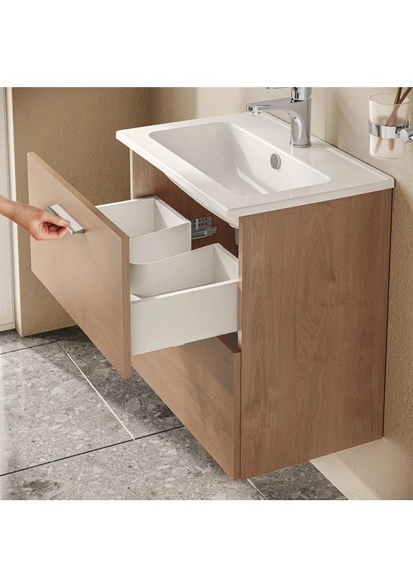 Vitra Mia Banyo Dolabı Seti 60Cm,Çekmeceli Altın Meşe 